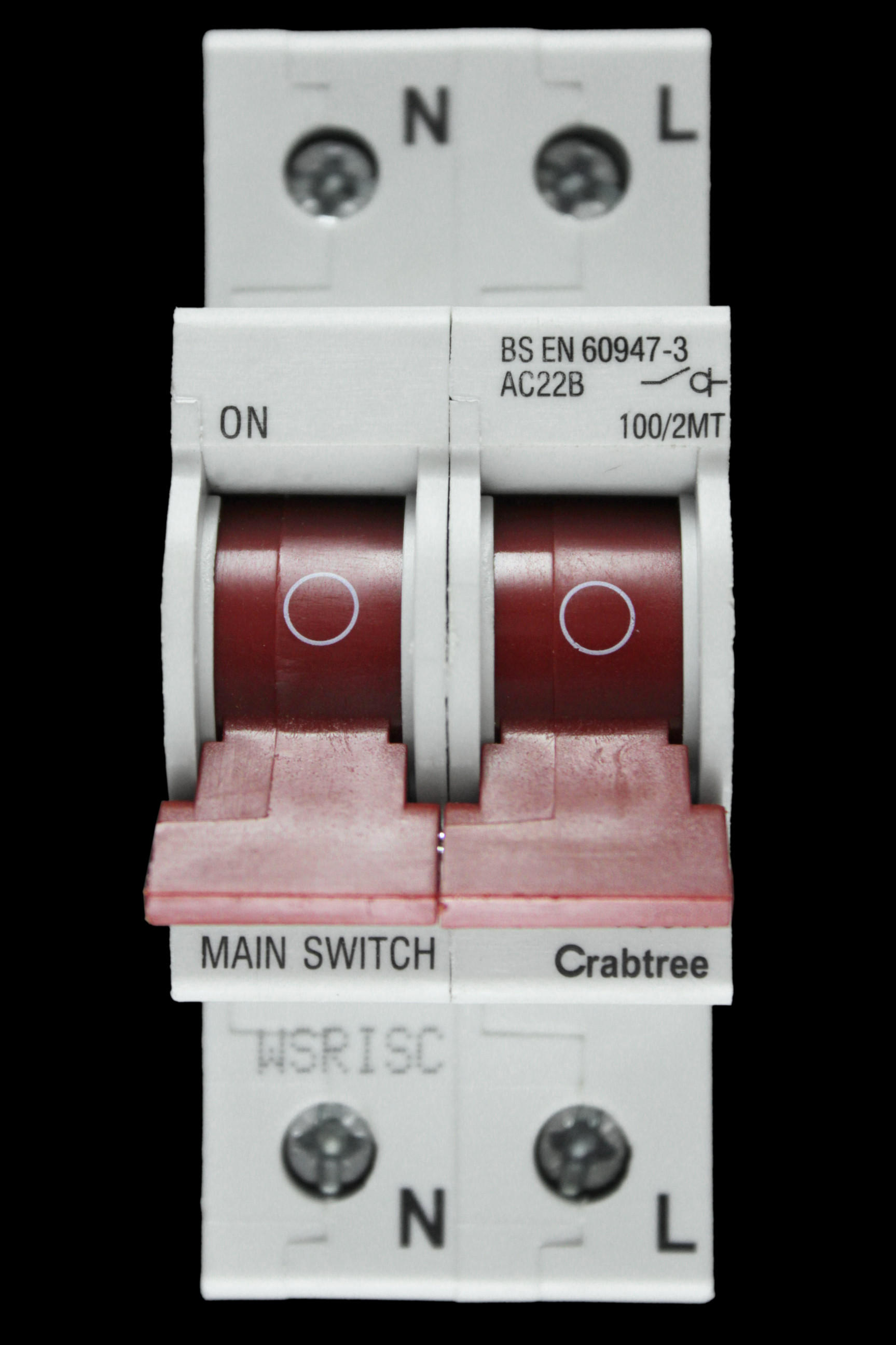 CRABTREE 100 AMP DOUBLE POLE MAIN SWITCH DISCONNECTOR STARBREAKER 100/2MT