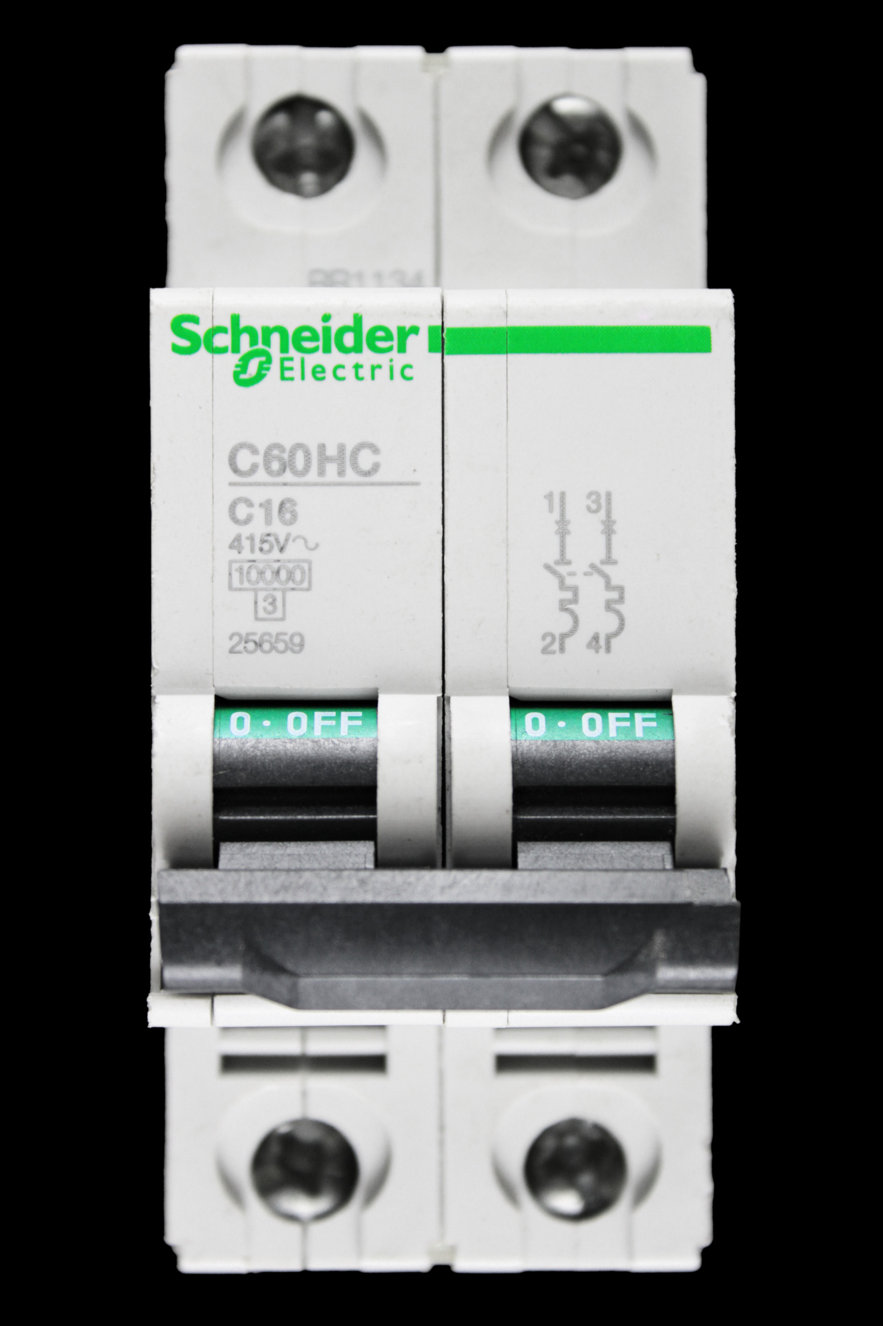 SCHNEIDER 16 AMP CURVE C 10kA DOUBLE POLE MCB CIRCUIT BREAKER C60HC 25659