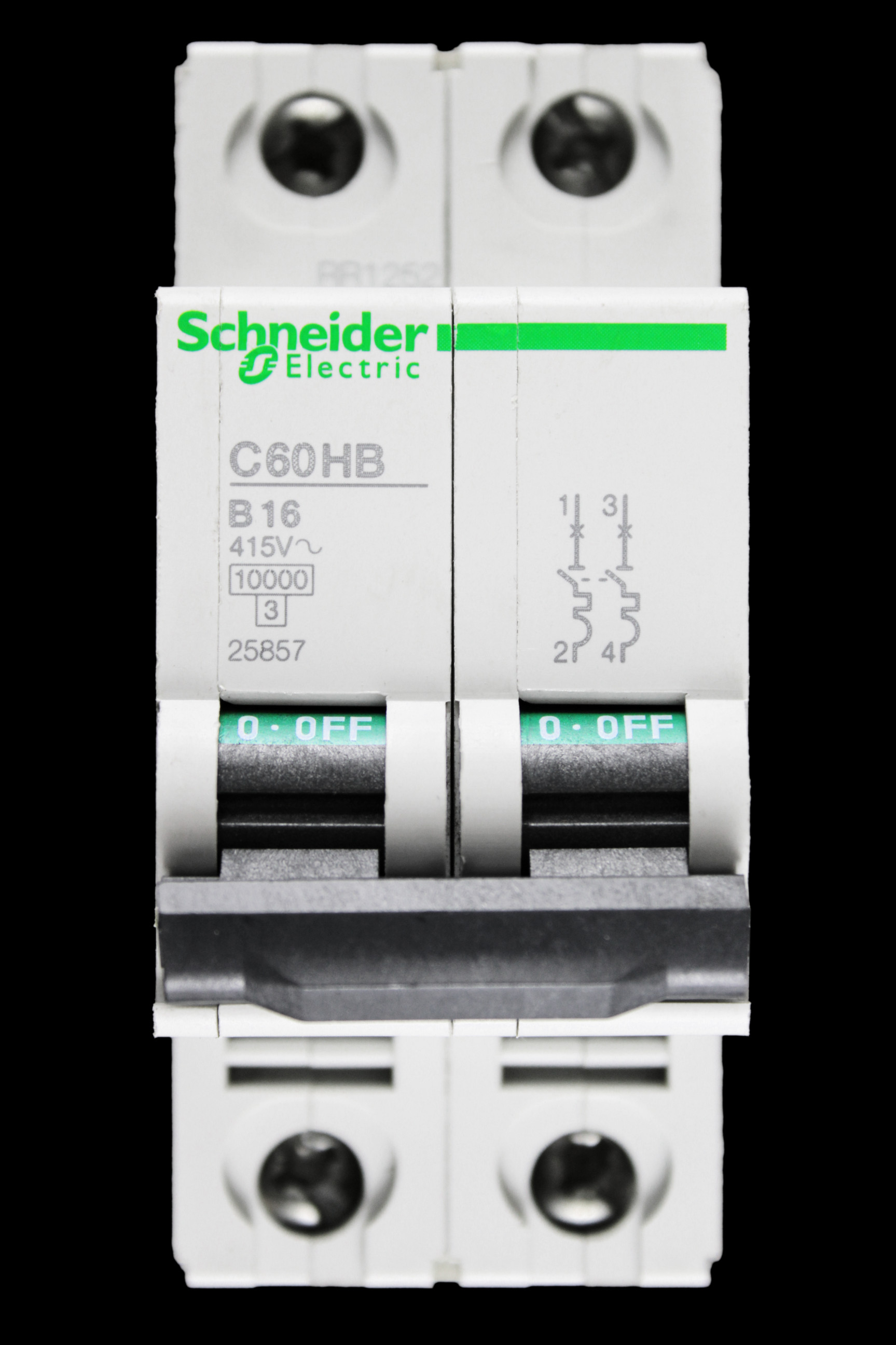SCHNEIDER 16 AMP CURVE B 10kA DOUBLE POLE MCB CIRCUIT BREAKER C60HB 25857