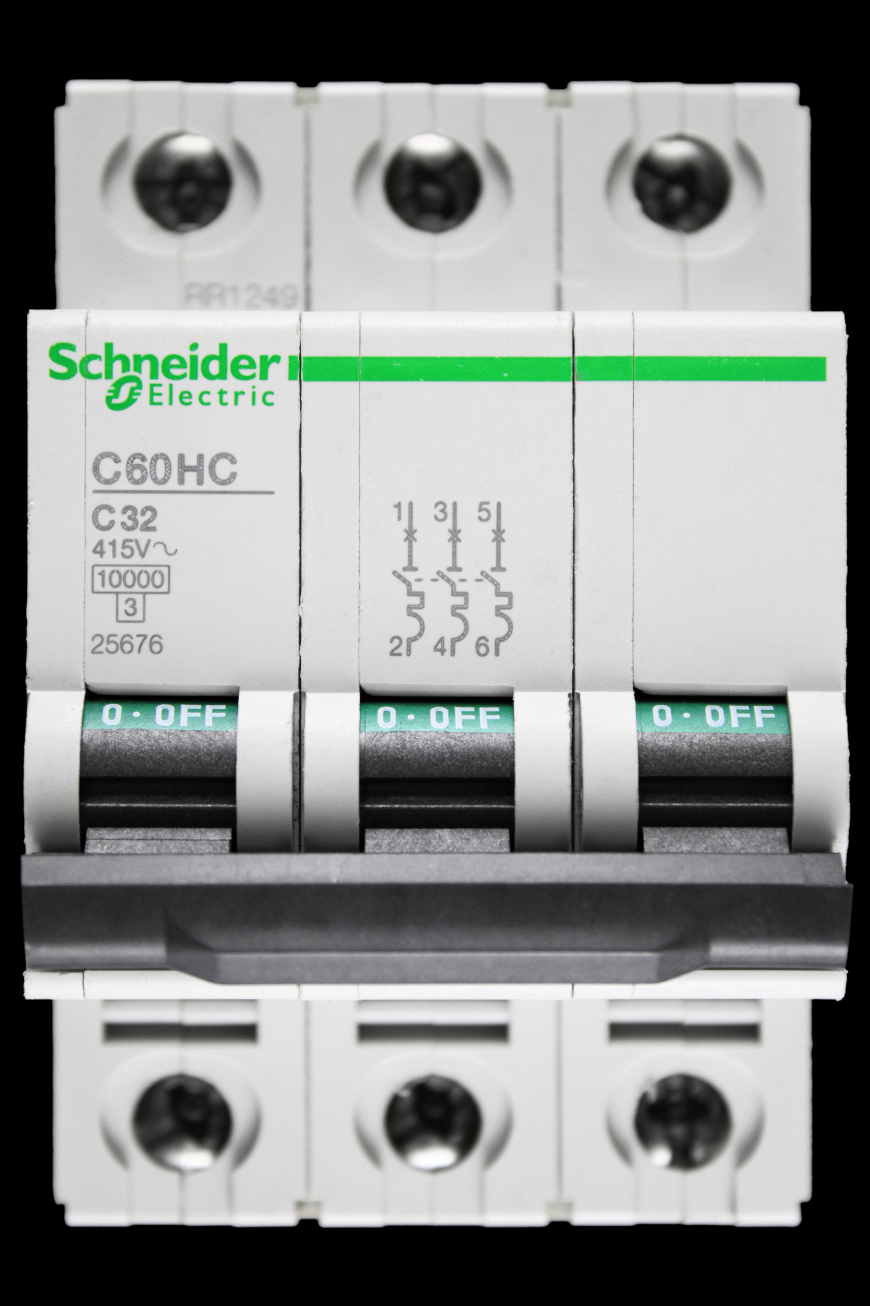 SCHNEIDER 32 AMP CURVE C 10kA TRIPLE POLE MCB CIRCUIT BREAKER C60HC 25676