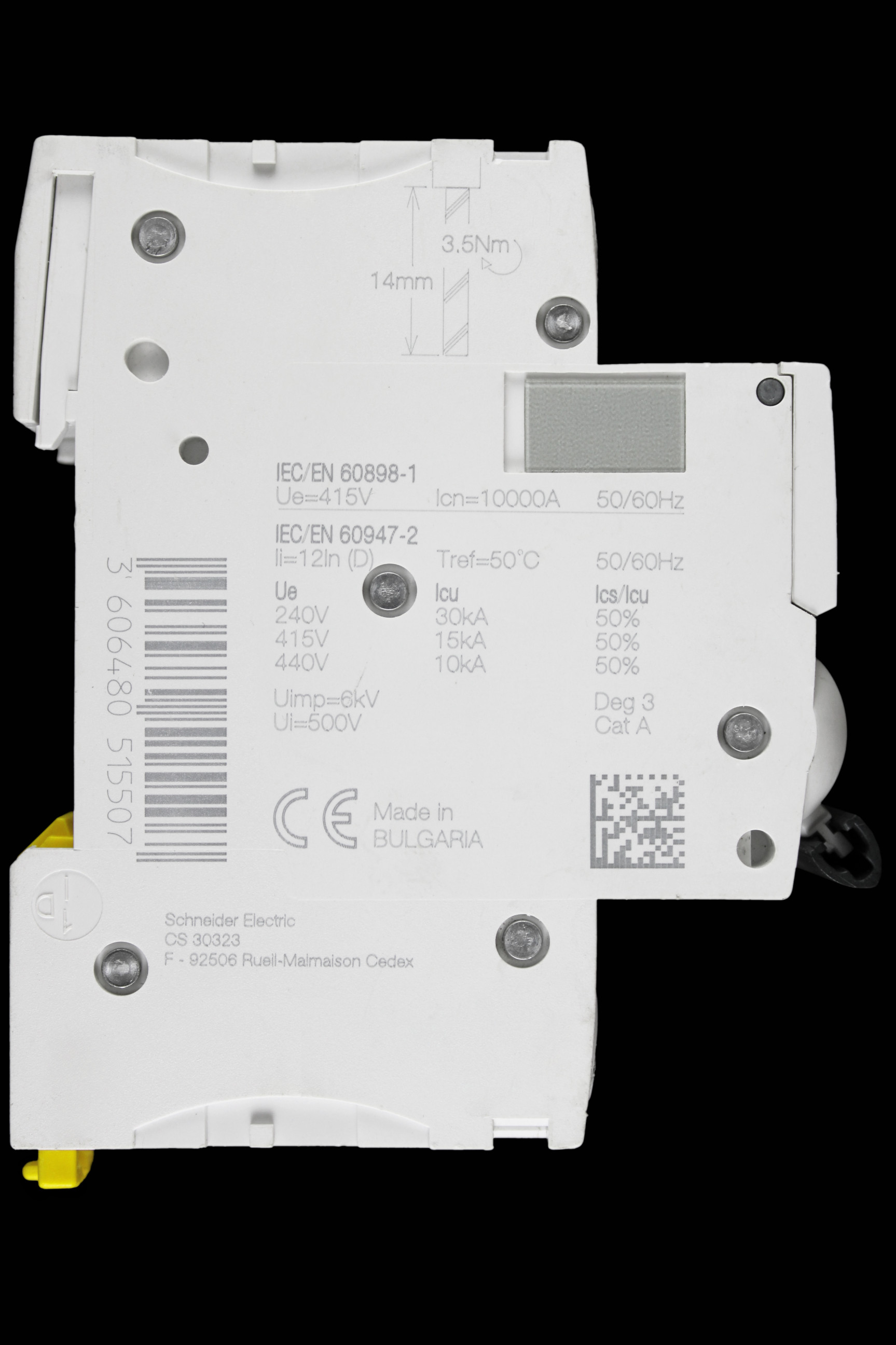 SCHNEIDER 50 AMP CURVE D 10kA TRIPLE POLE MCB CIRCUIT BREAKER A9F55350 IC60H