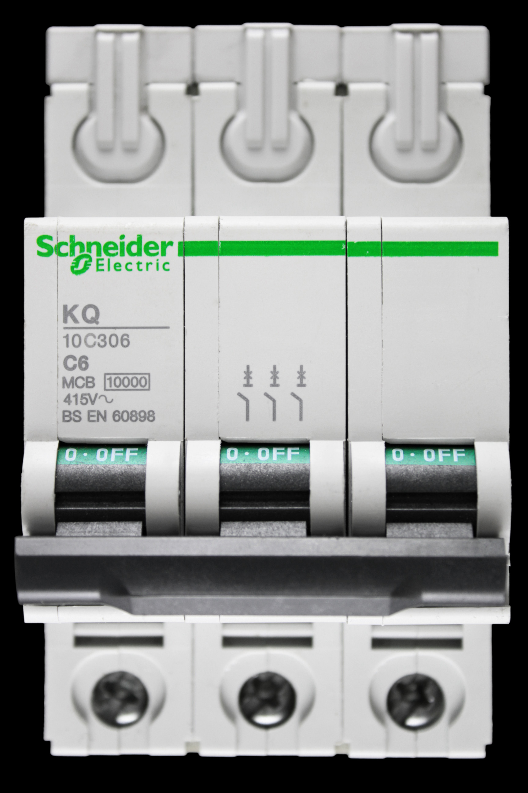 SCHNEIDER 6 AMP CURVE C 10kA TRIPLE POLE MCB CIRCUIT BREAKER KQ 10C306
