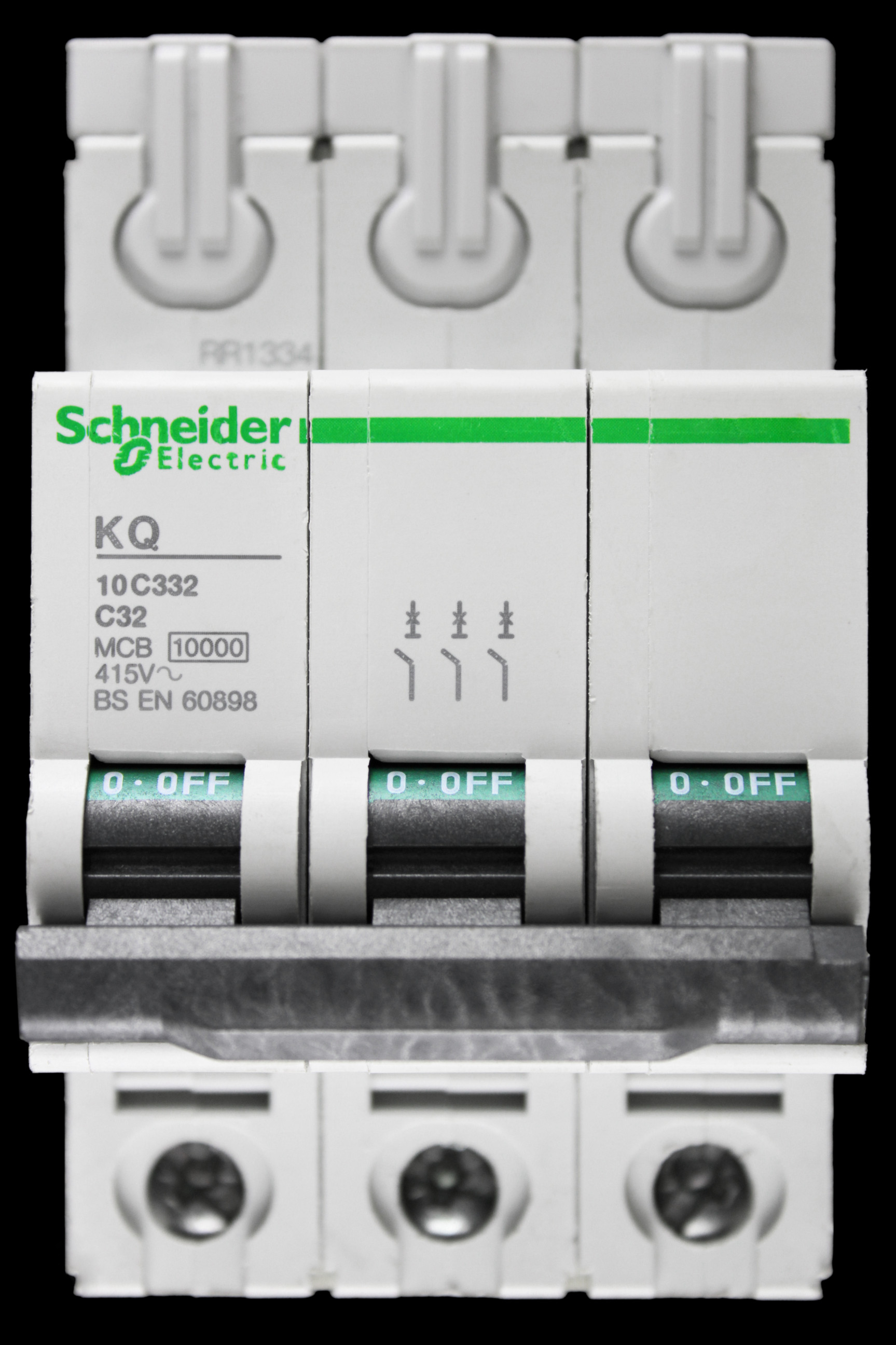 SCHNEIDER 32 AMP CURVE C 10kA TRIPLE POLE MCB CIRCUIT BREAKER KQ 10C332