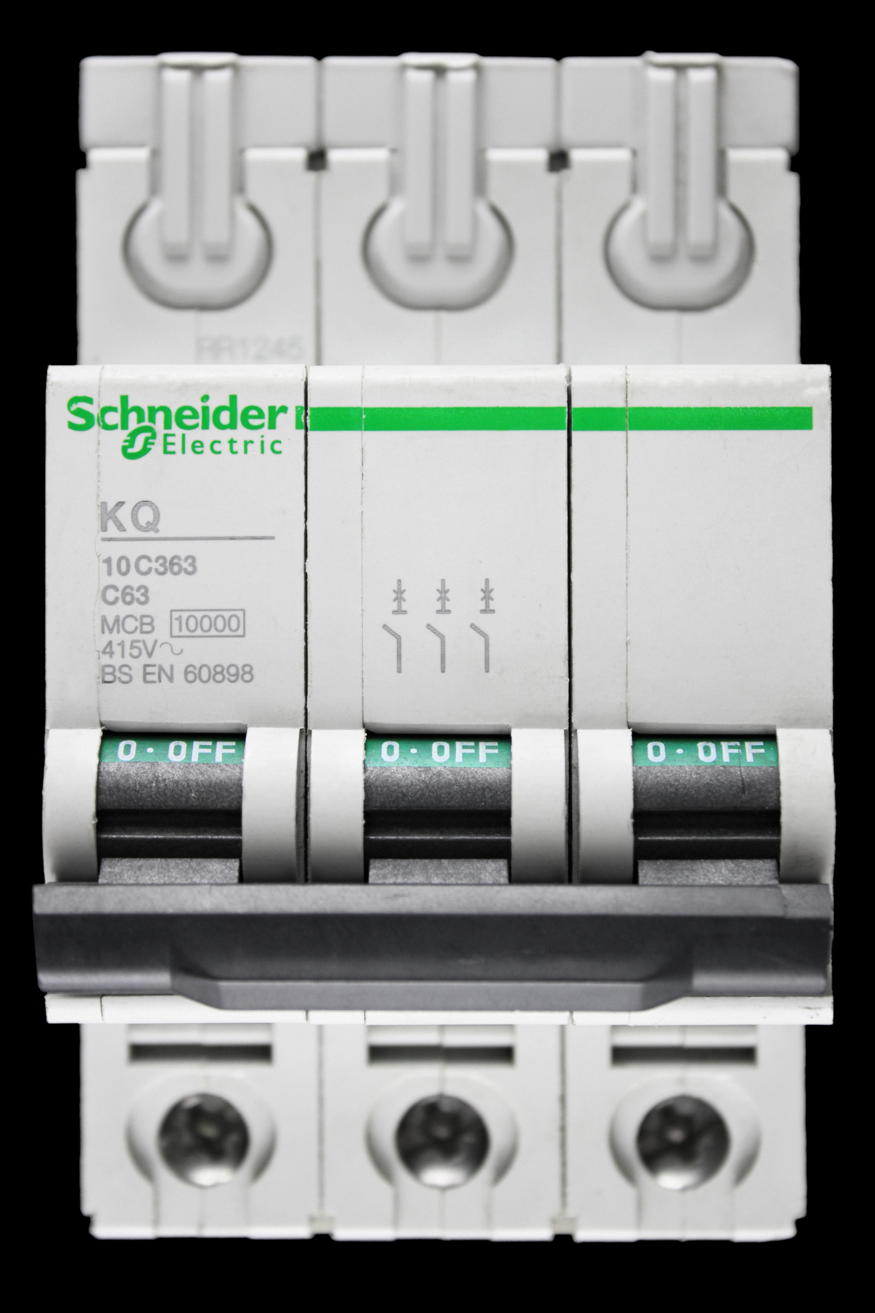 SCHNEIDER 63 AMP CURVE C 10kA TRIPLE POLE MCB CIRCUIT BREAKER KQ 10C363