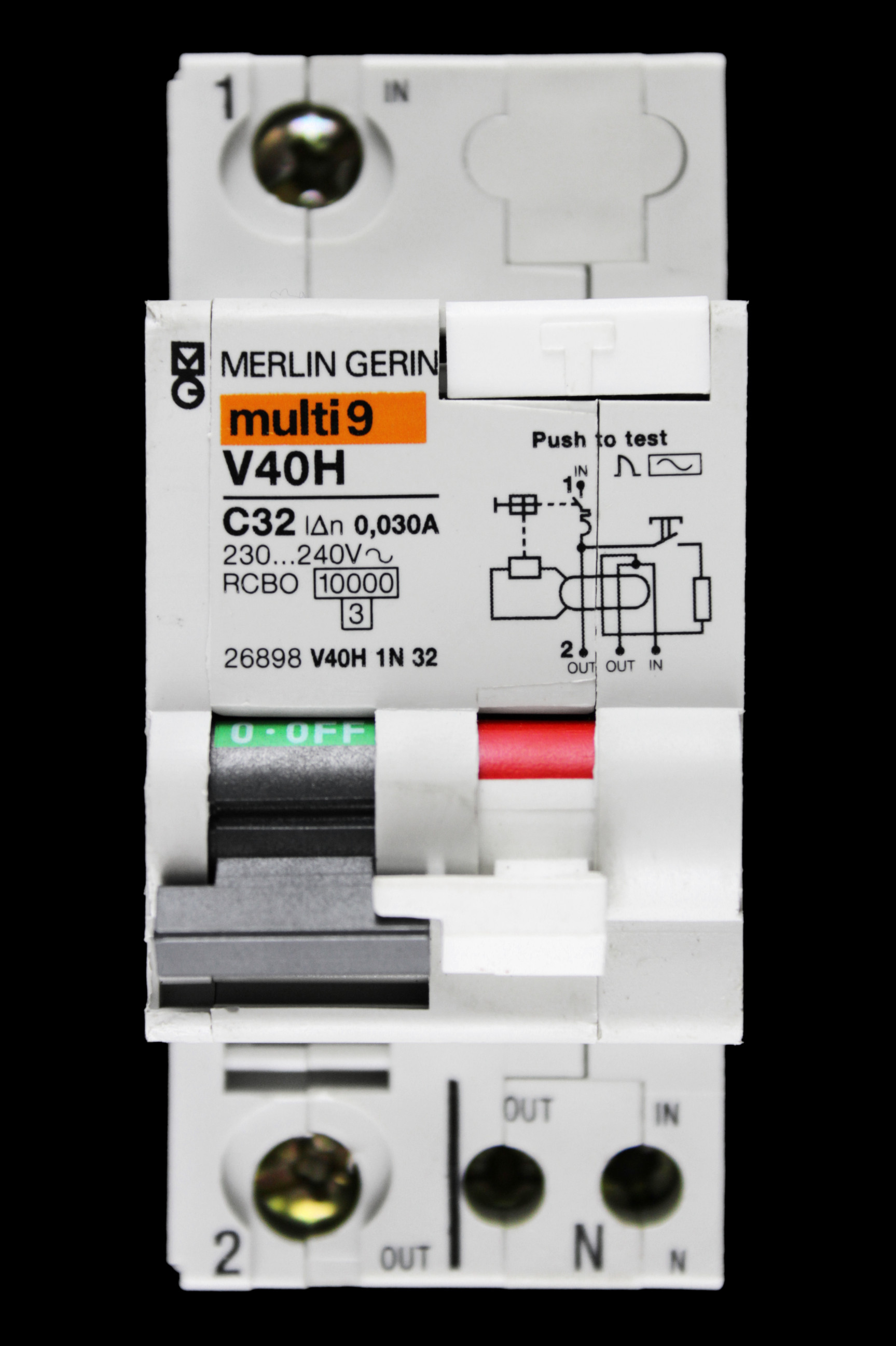MERLIN GERIN 32 AMP CURVE C 10kA 30mA DOUBLE POLE RCBO TYPE AC V40H 26898