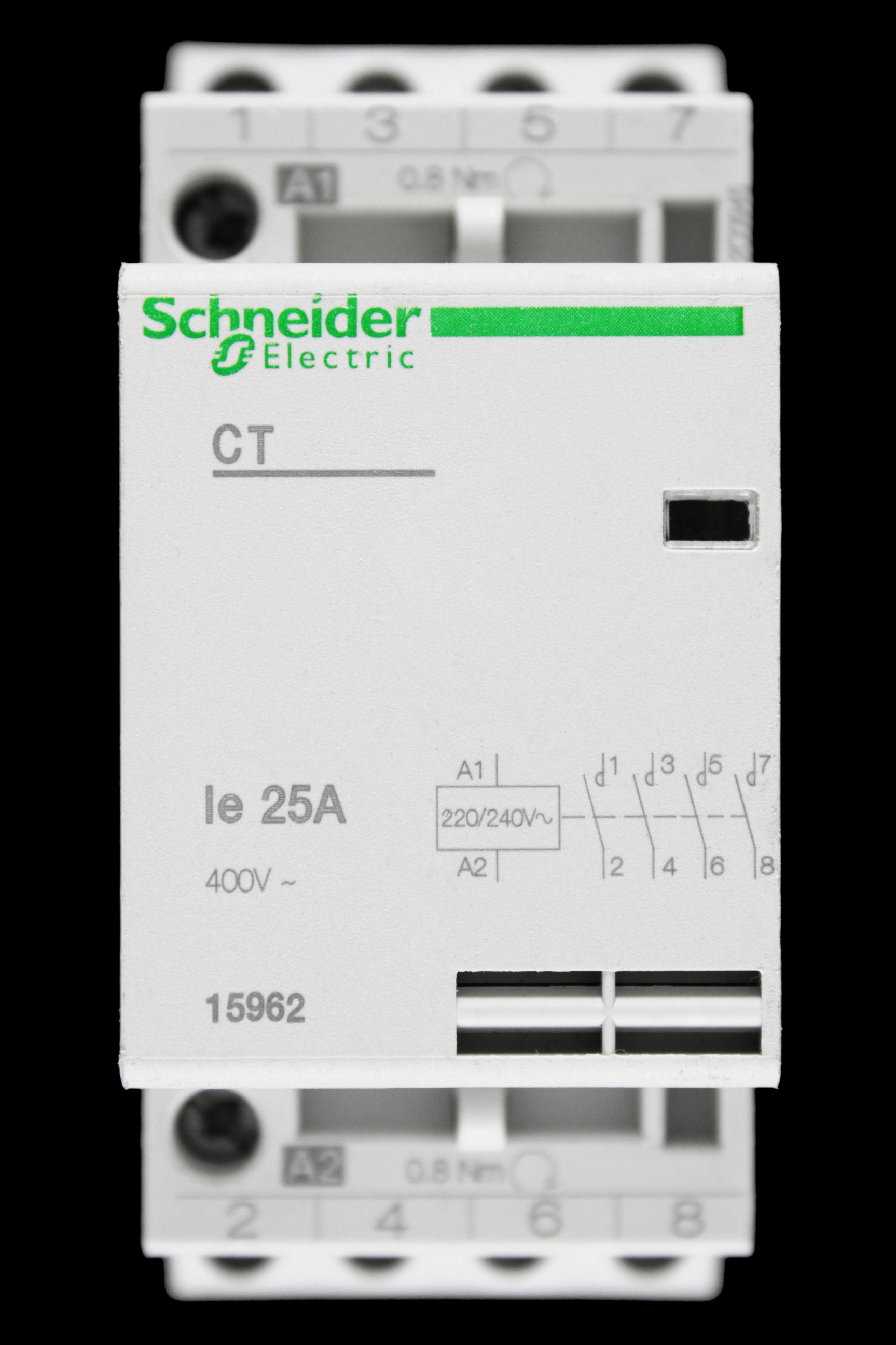 SCHNEIDER 25 AMP FOUR POLE NO CONTACTOR 220/240V COIL 15962