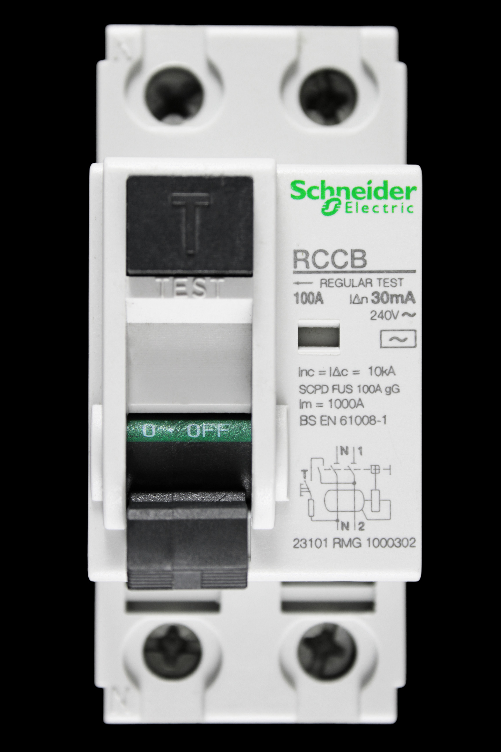 SCHNEIDER 100 AMP 30mA DOUBLE POLE RCCB RCD TYPE AC 23101 RMG 1000302