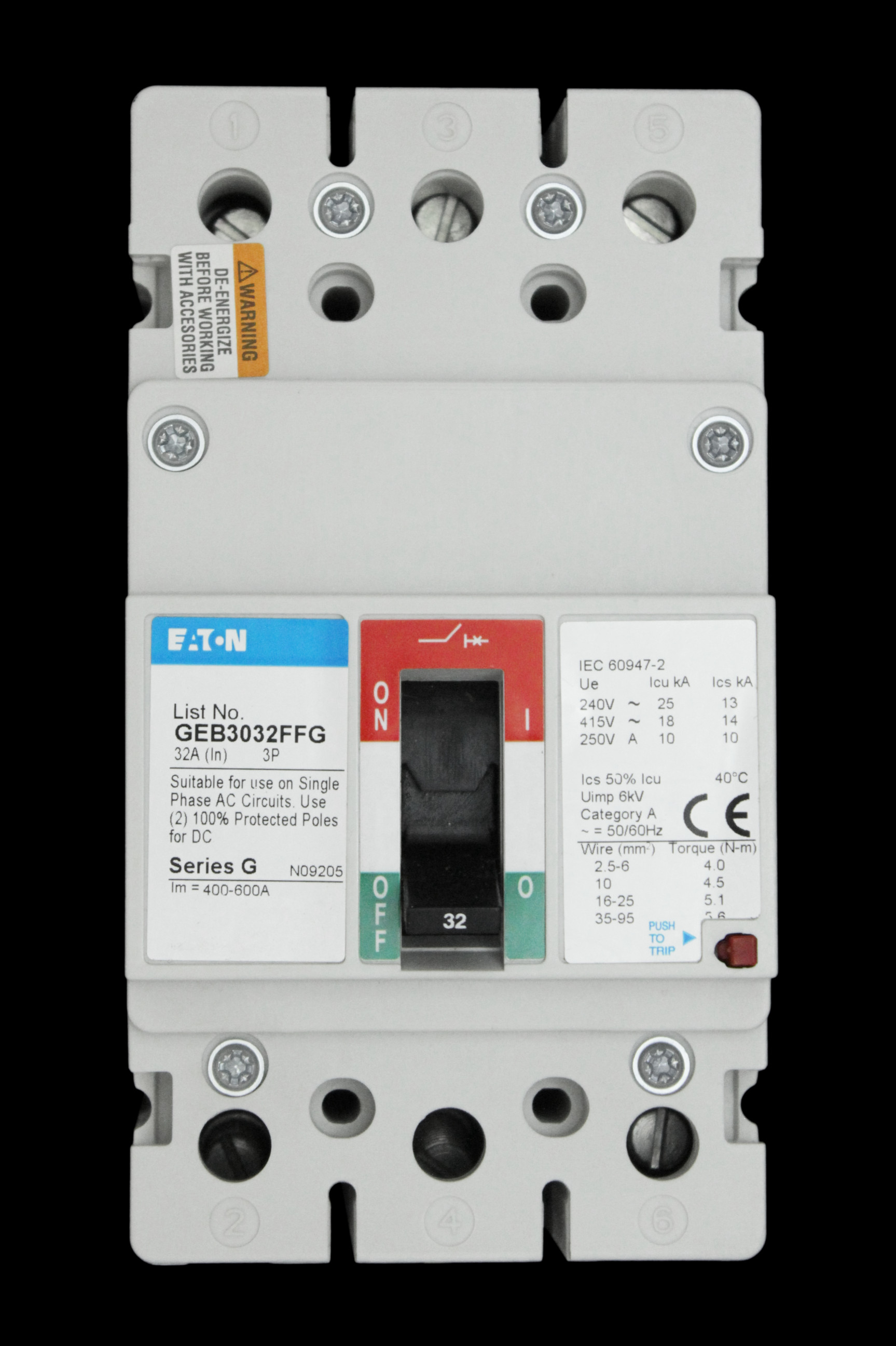 EATON 32 AMP 18kA TRIPLE POLE MCCB GEB3032FFG SERIES G