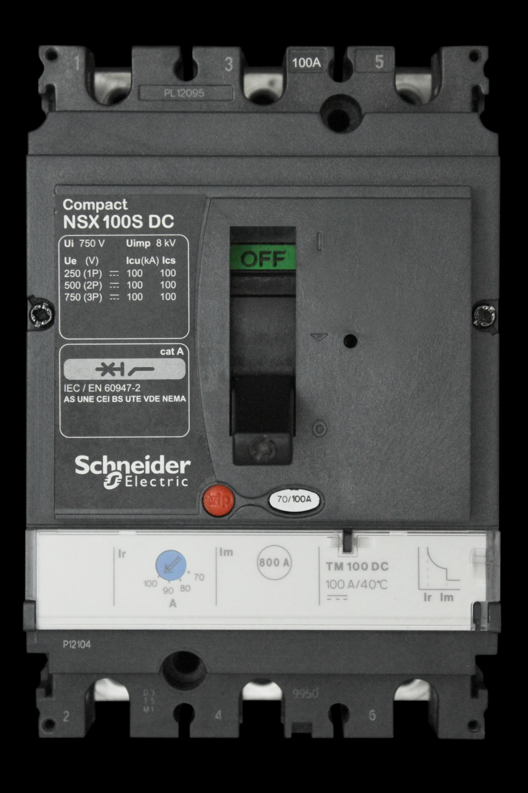 SCHNEIDER 100 AMP 100kA TRIPLE POLE MCCB TYPE DC NSX100SDC