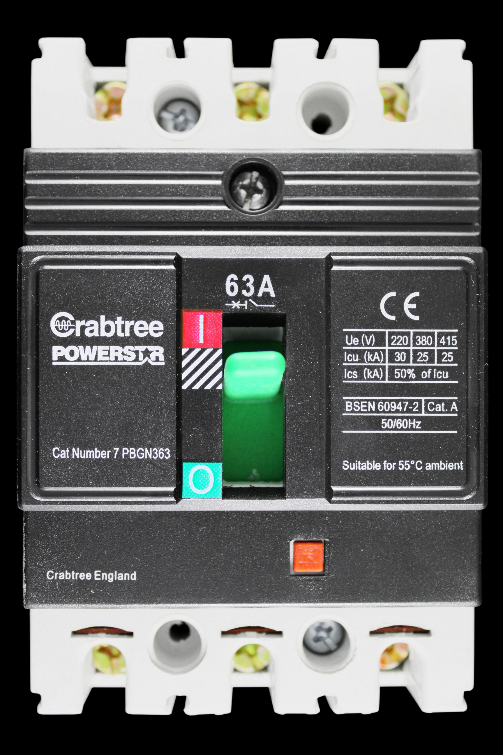 CRABTREE 63 AMP 25kA TRIPLE POLE MCCB 7PBGN363 POWERSTAR