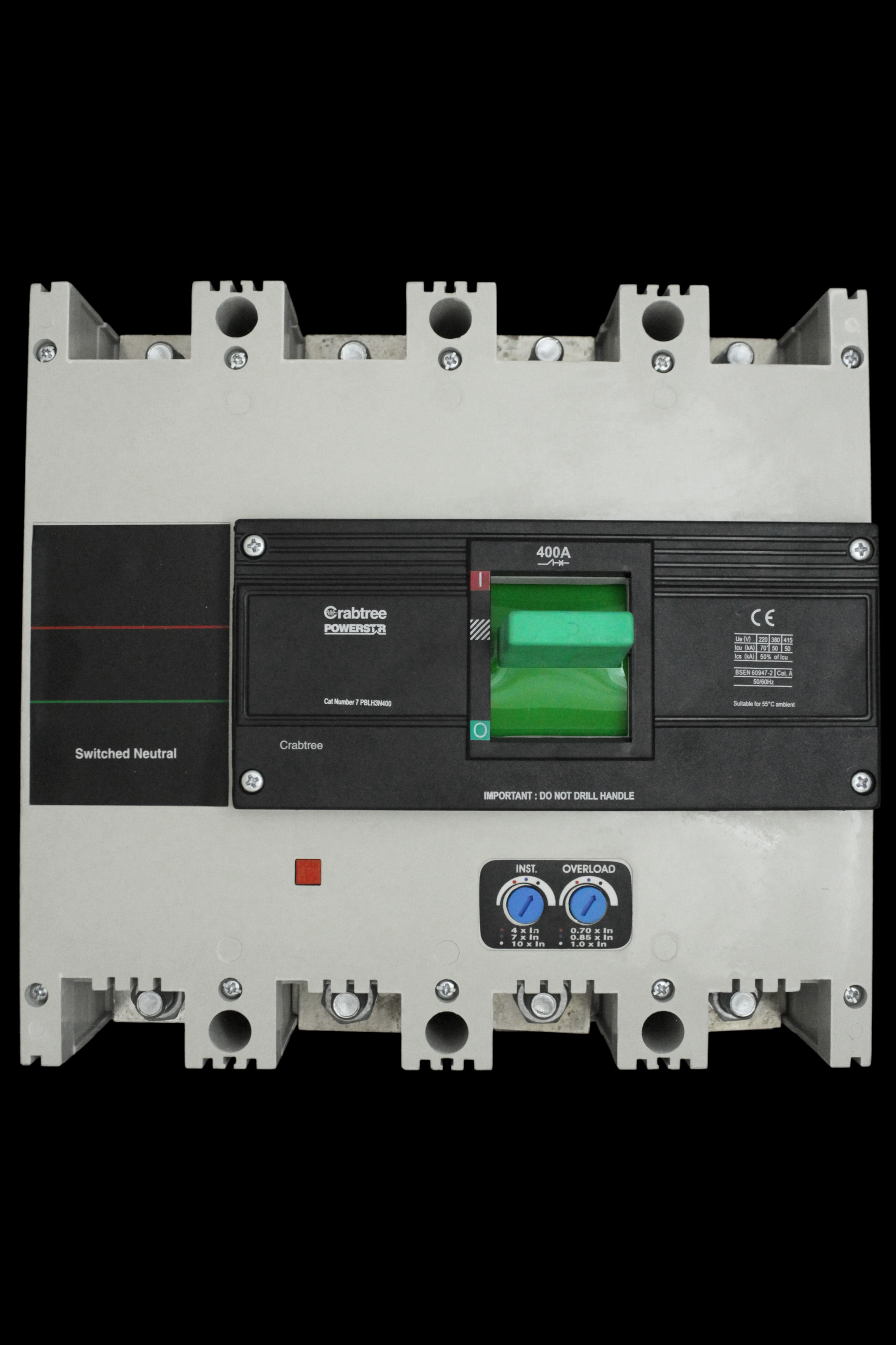 CRABTREE 400 AMP 50kA FOUR POLE MCCB POWERSTAR 7PBLH3N400