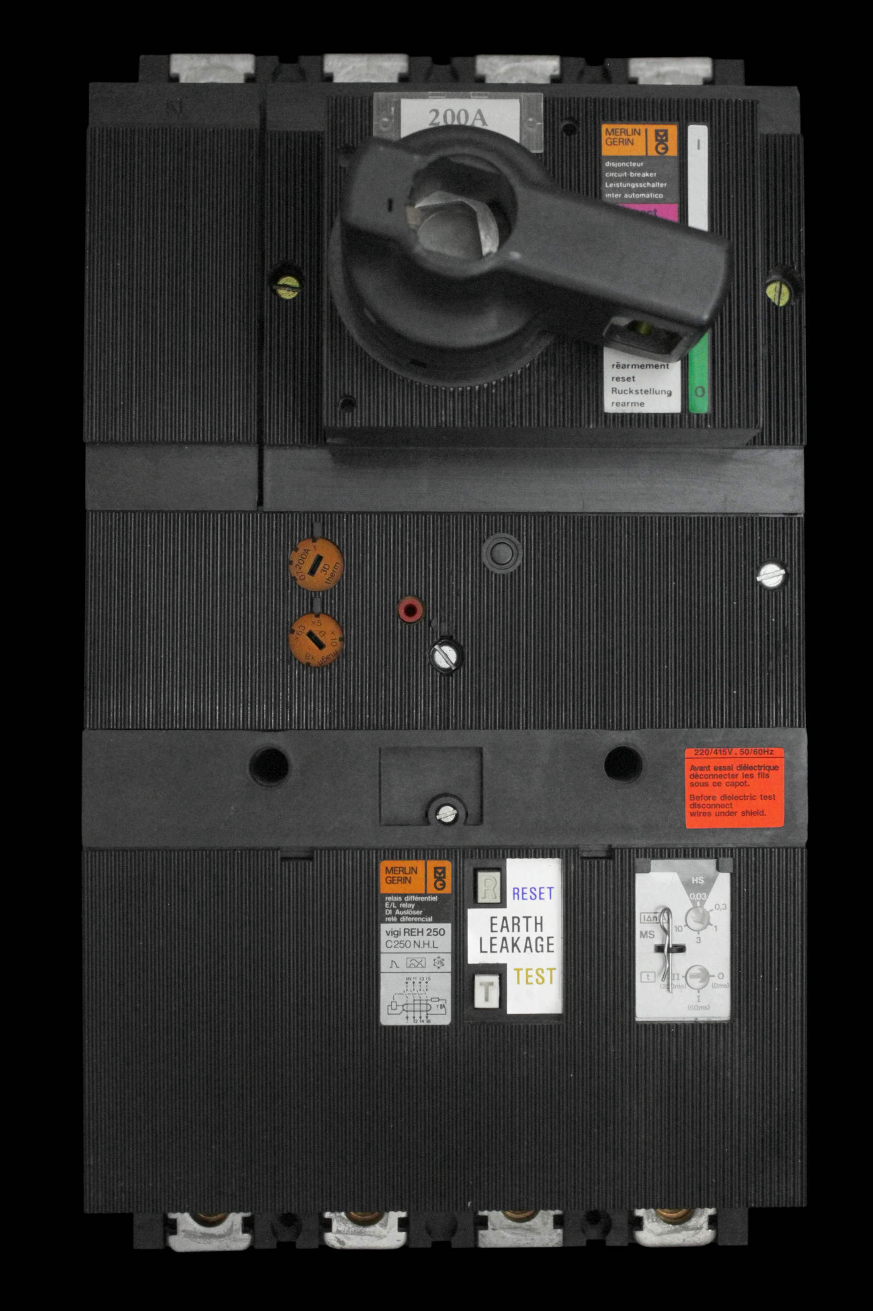 MERLIN GERIN 200 AMP 35kA FOUR POLE MCCB VIGI C250H REH250
