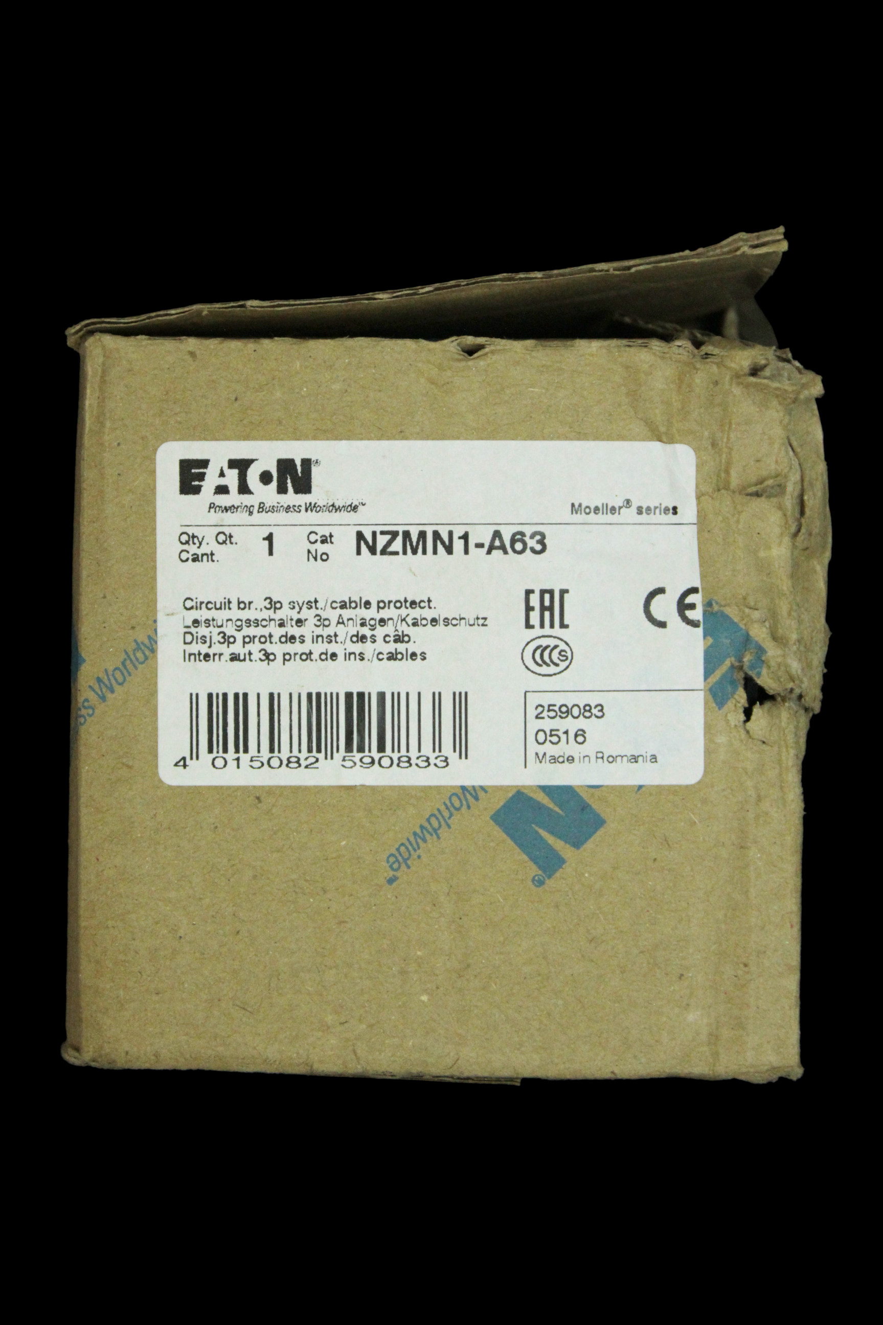 EATON 63 AMP 50kA TRIPLE POLE MCCB NZM1 NZMN1-A63