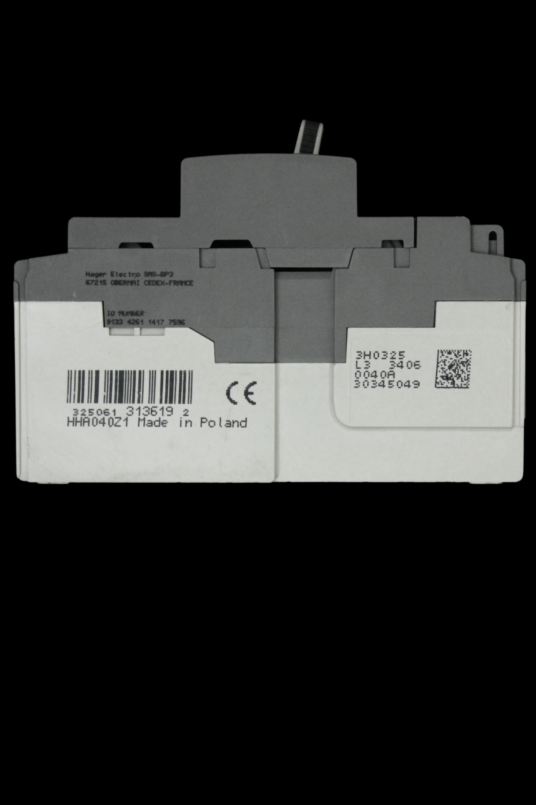 HAGER 40 AMP 25kA TRIPLE POLE MCCB 313619 HHA040Z X160