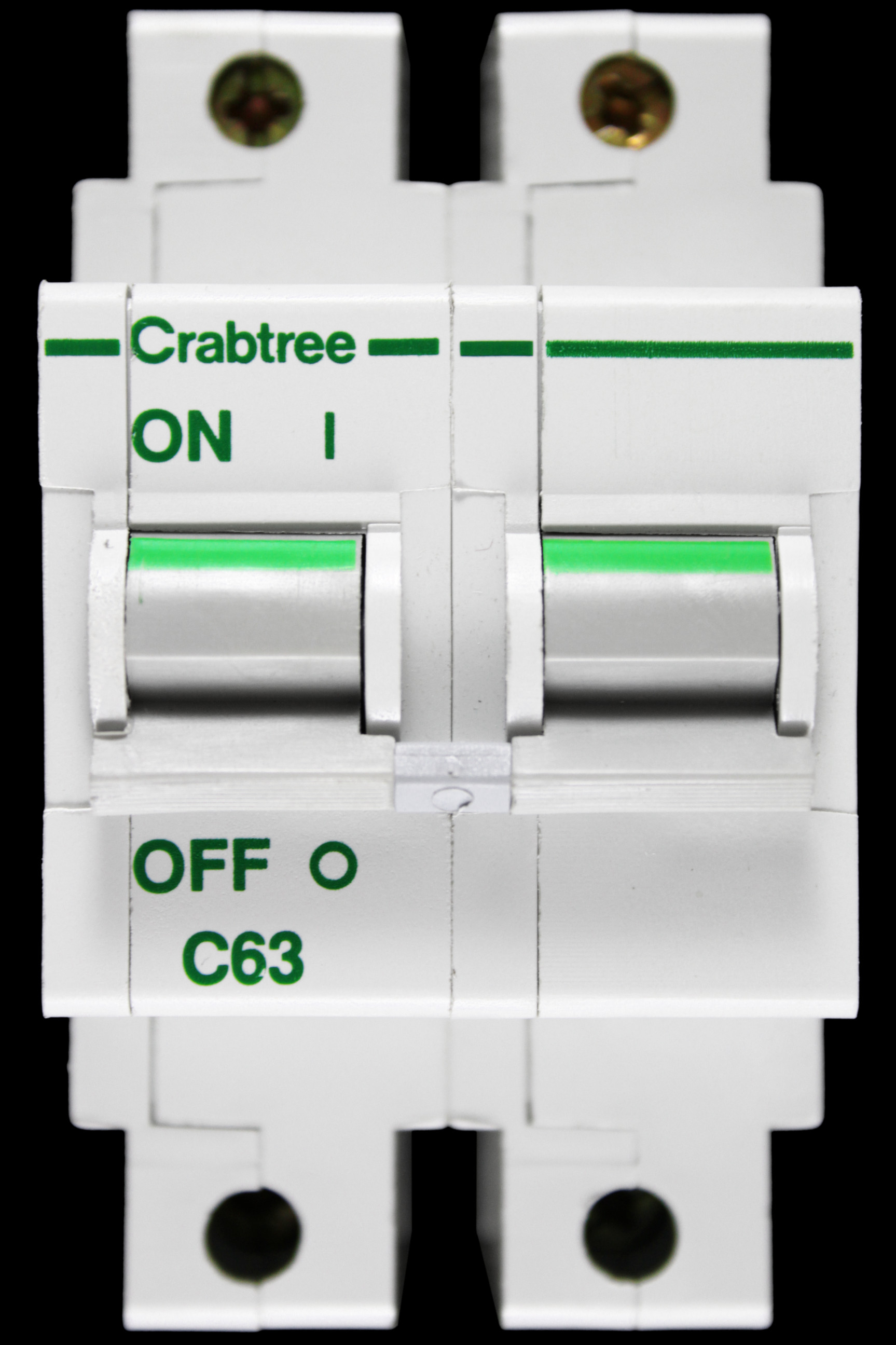 CRABTREE 63 AMP CURVE C 16kA DOUBLE POLE MCB CIRCUIT BREAKER POLESTAR 62C/63
