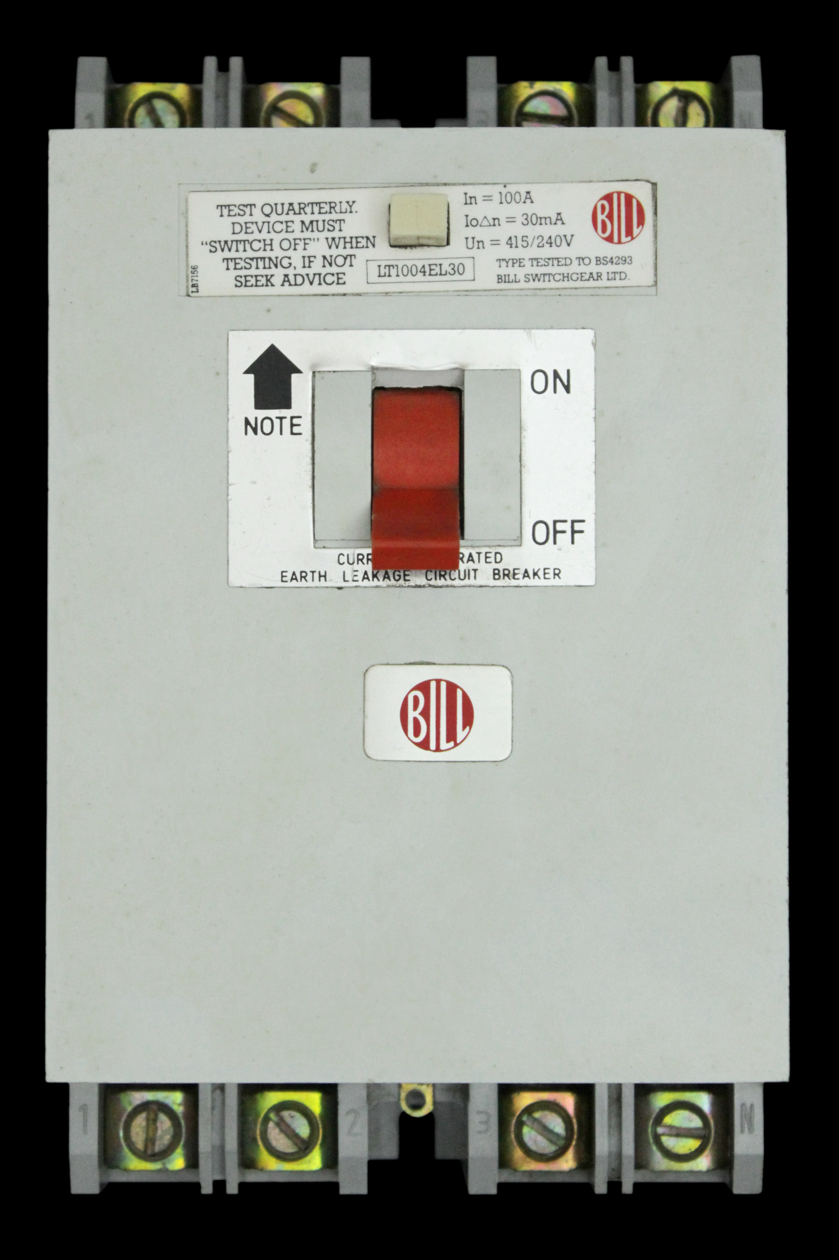 BILL 100 AMP 30mA FOUR POLE ELCB LT1004EL30