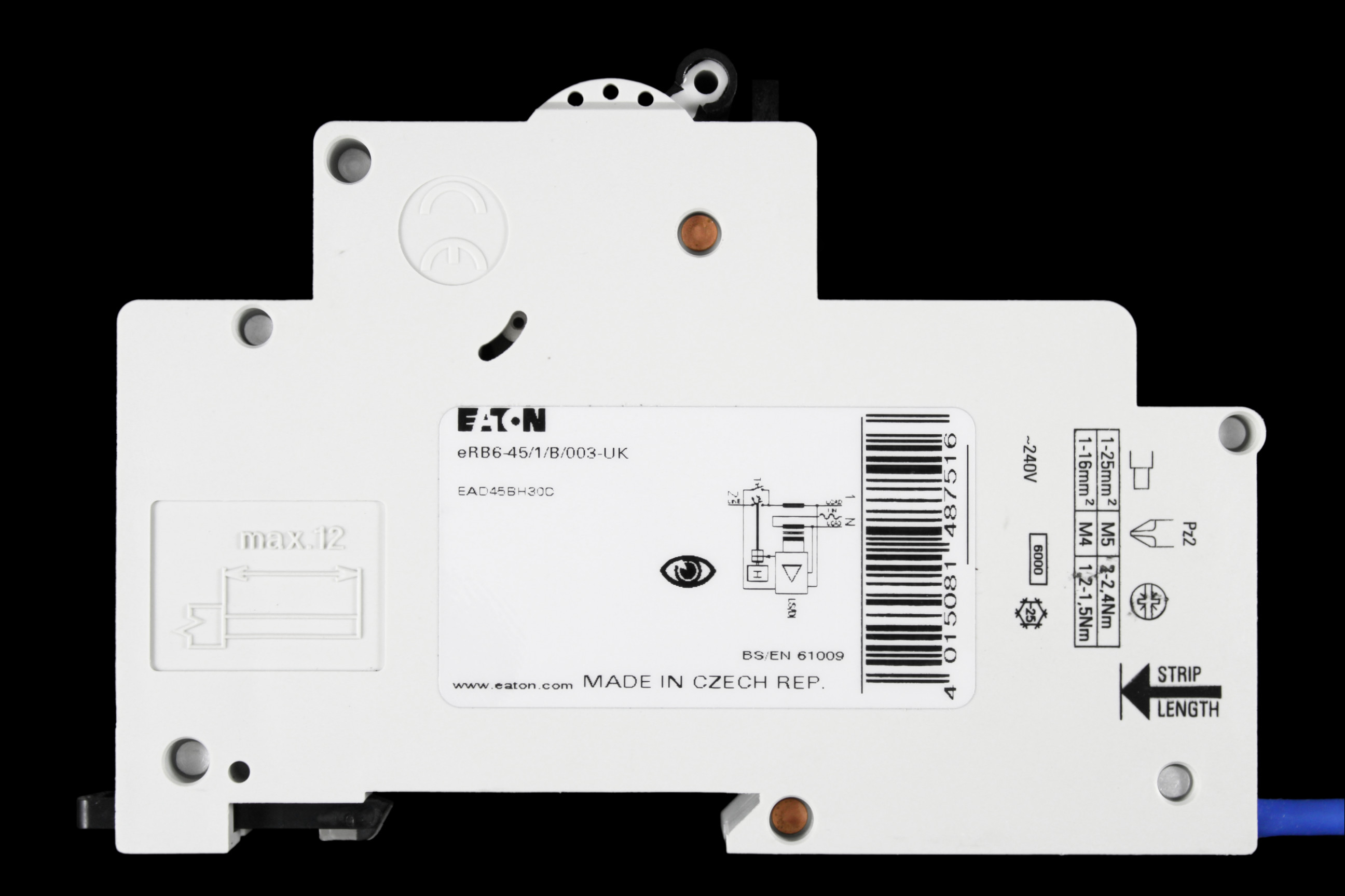 EATON 45 AMP CURVE B 6kA 30mA RCBO TYPE AC EAD45BH30C ERB6-45/1/B/003