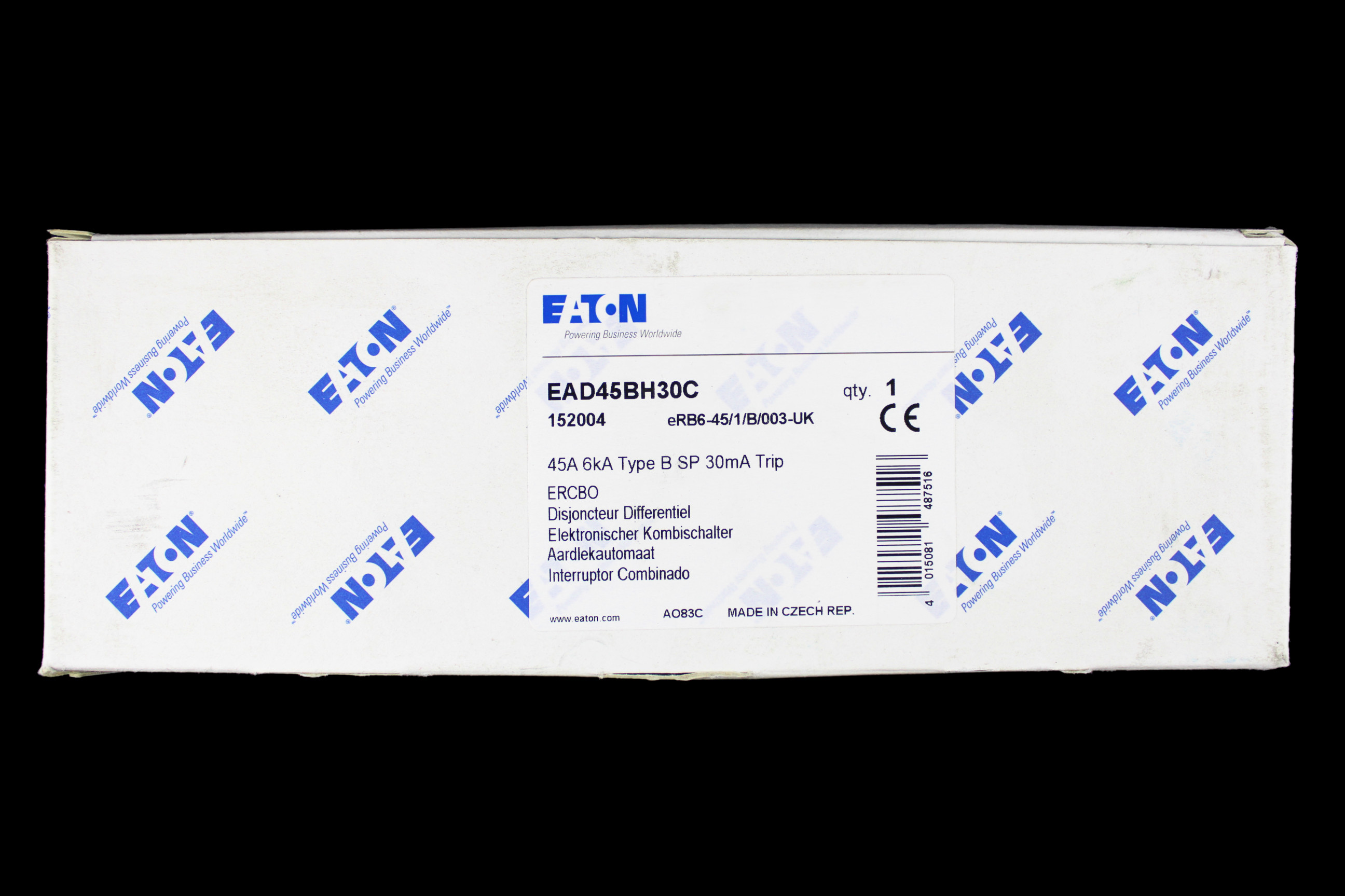 EATON 45 AMP CURVE B 6kA 30mA RCBO TYPE AC EAD45BH30C ERB6-45/1/B/003