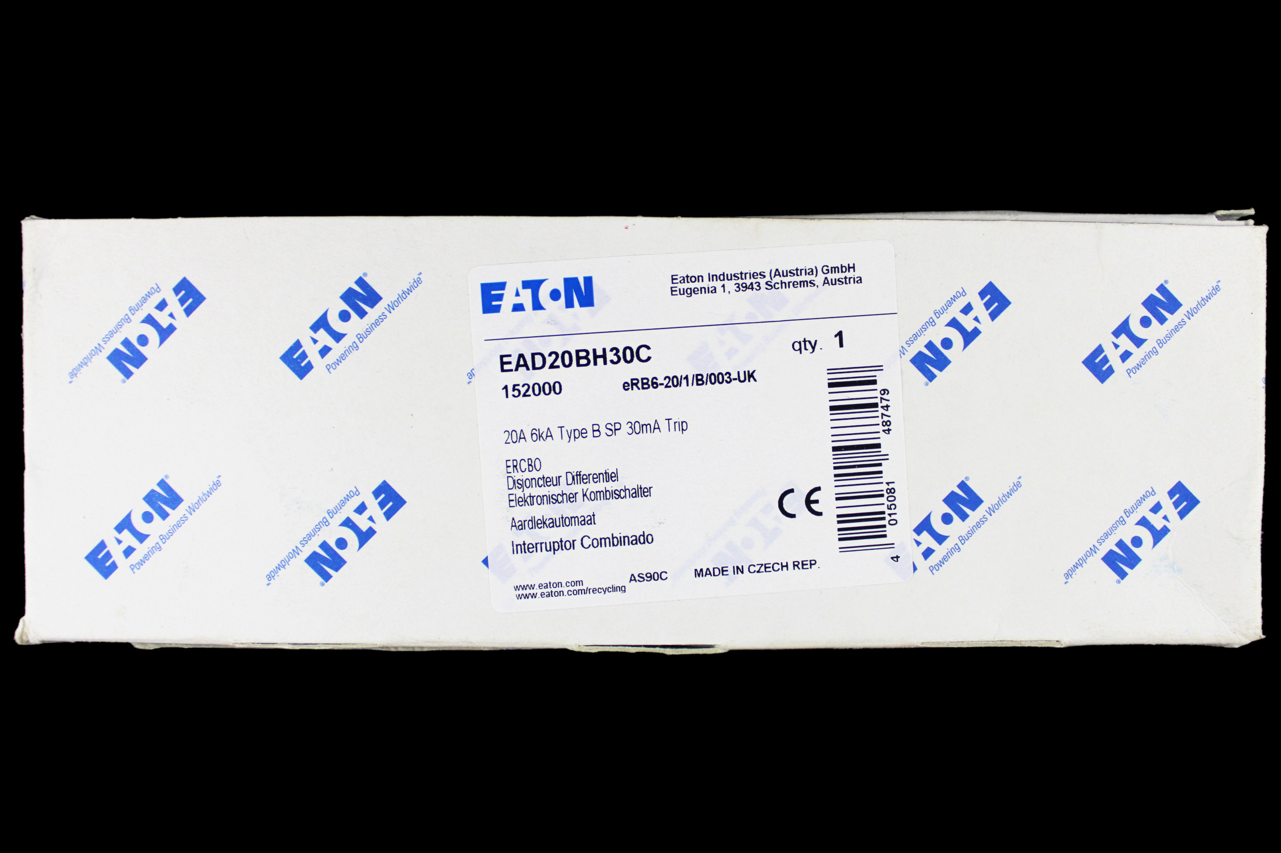 EATON 20 AMP CURVE B 6kA 30mA RCBO TYPE AC EAD20BH30C ERB6-20/1/B/003