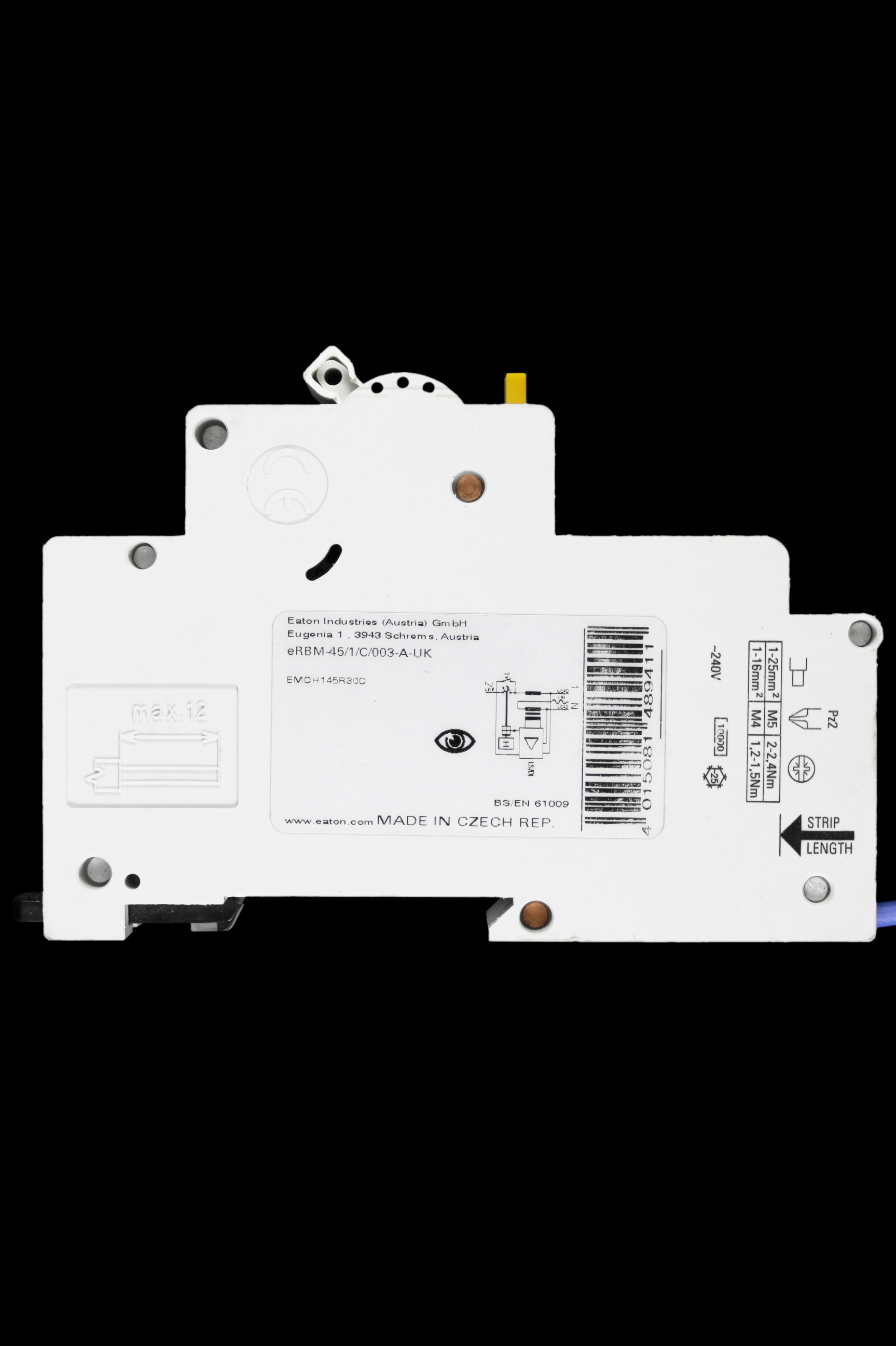 EATON 45 AMP CURVE C 10kA 30mA RCBO TYPE A EMCH145R30C ERBM-45/1/C/003