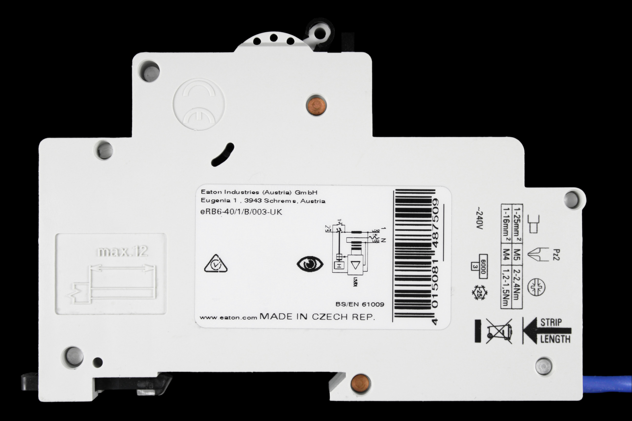 EATON 40 AMP CURVE B 6kA 30mA RCBO TYPE AC EAD40BH30C ERB6-40/1/B/003