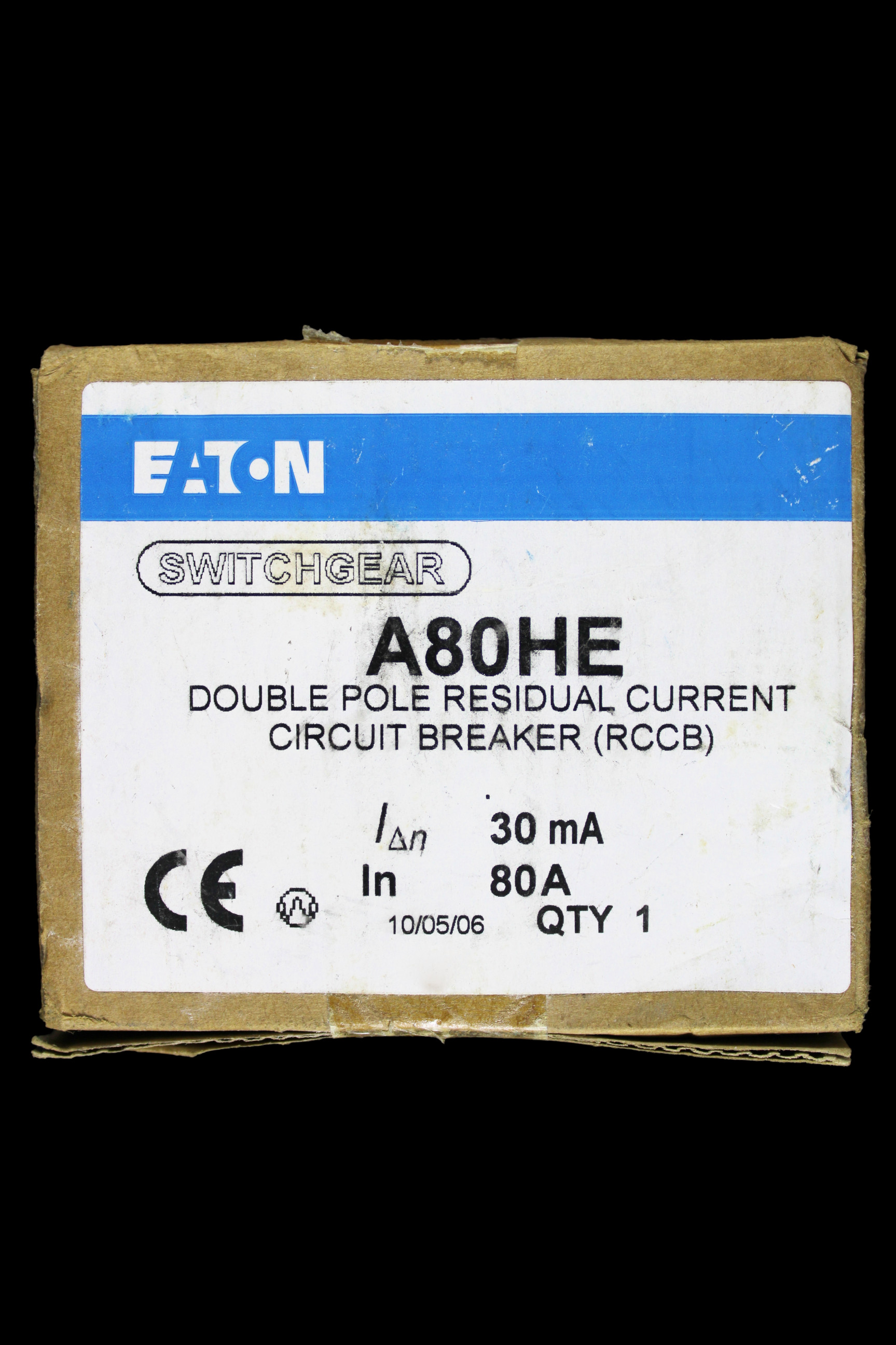 EATON 80 AMP 30mA DOUBLE POLE RCCB RCD TYPE A A80HE