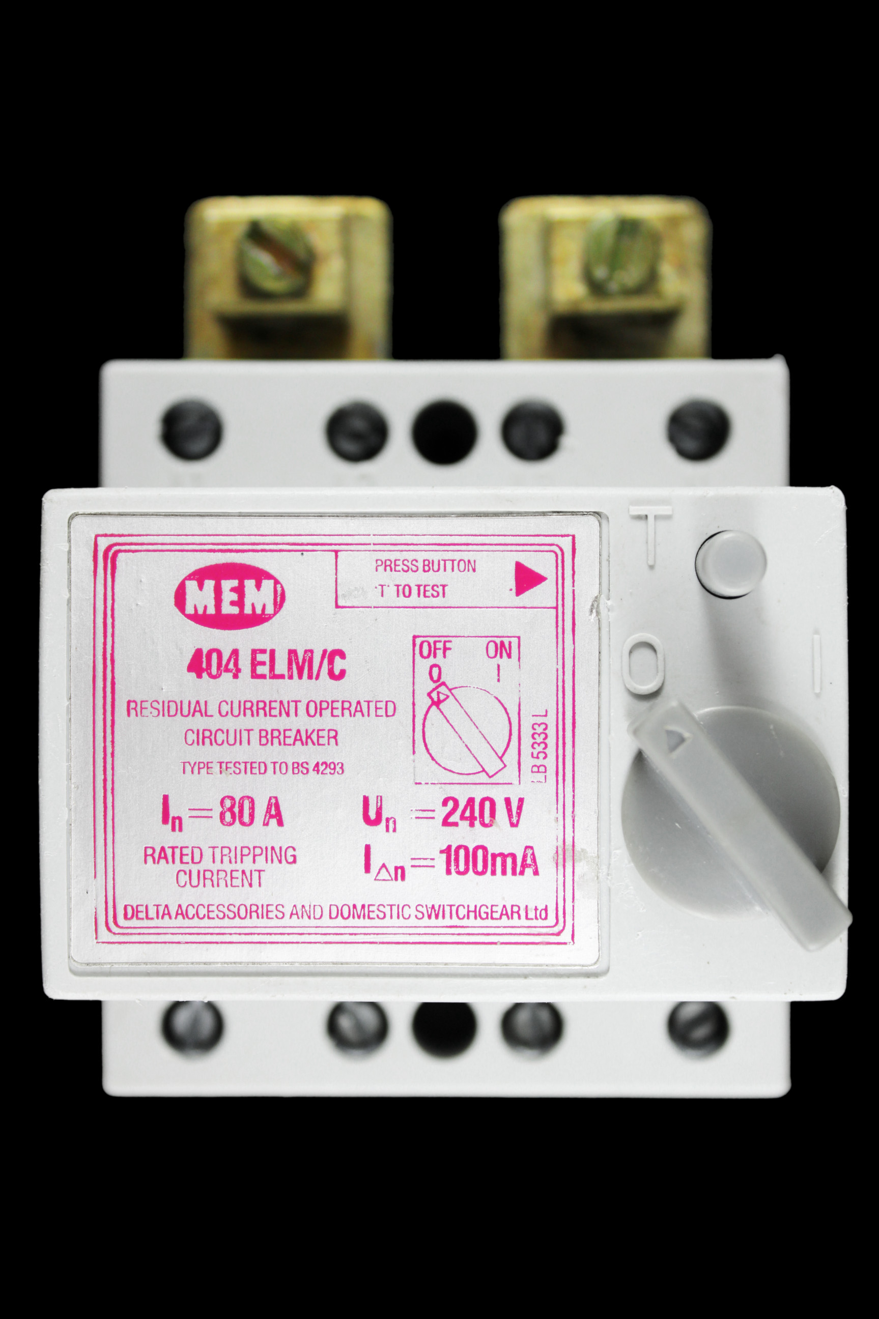 MEM 80 AMP 100mA DOUBLE POLE RCCB RCD 404ELM/C
