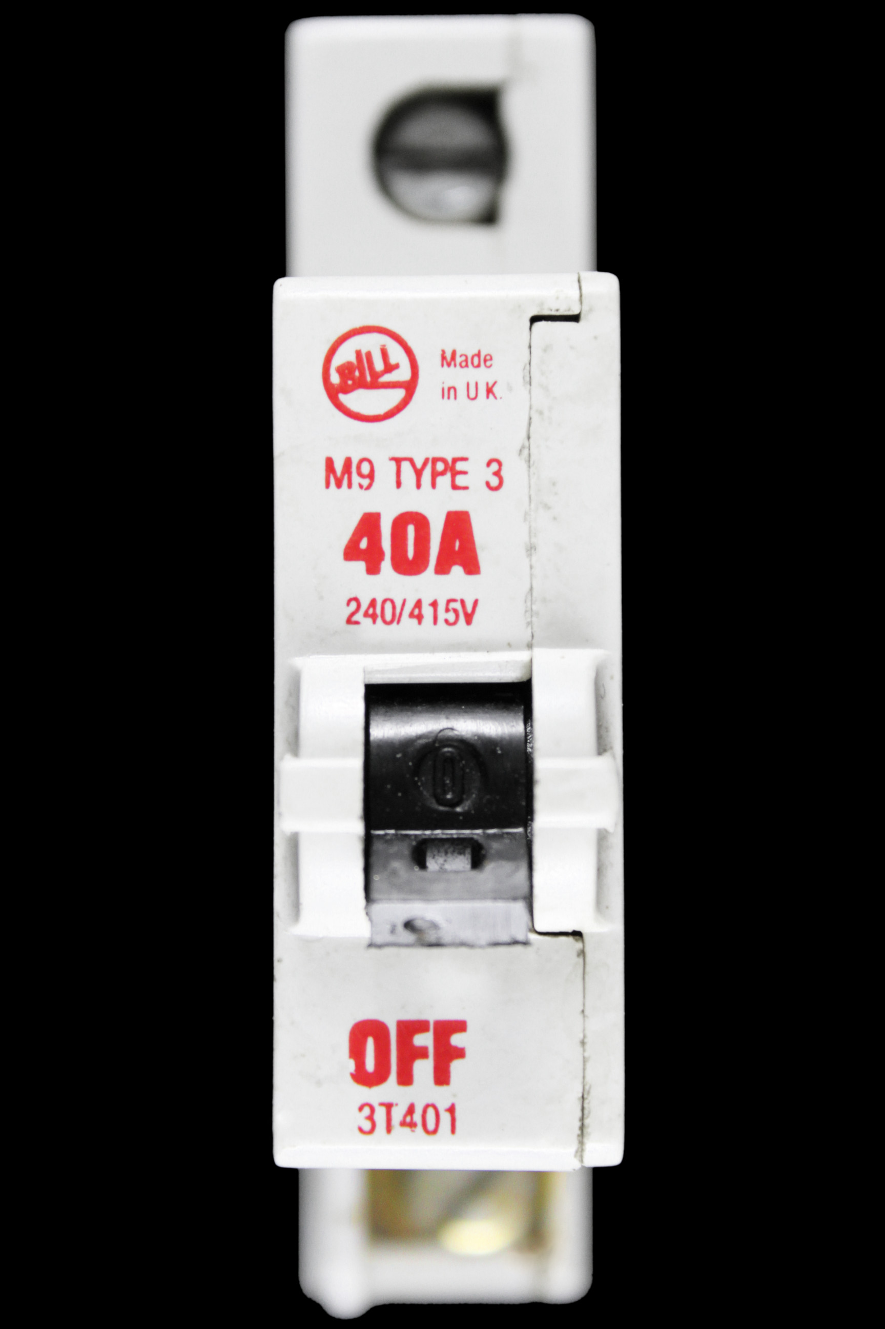 BILL 40 AMP TYPE 3 M9 MCB CIRCUIT BREAKER 3T401 RED