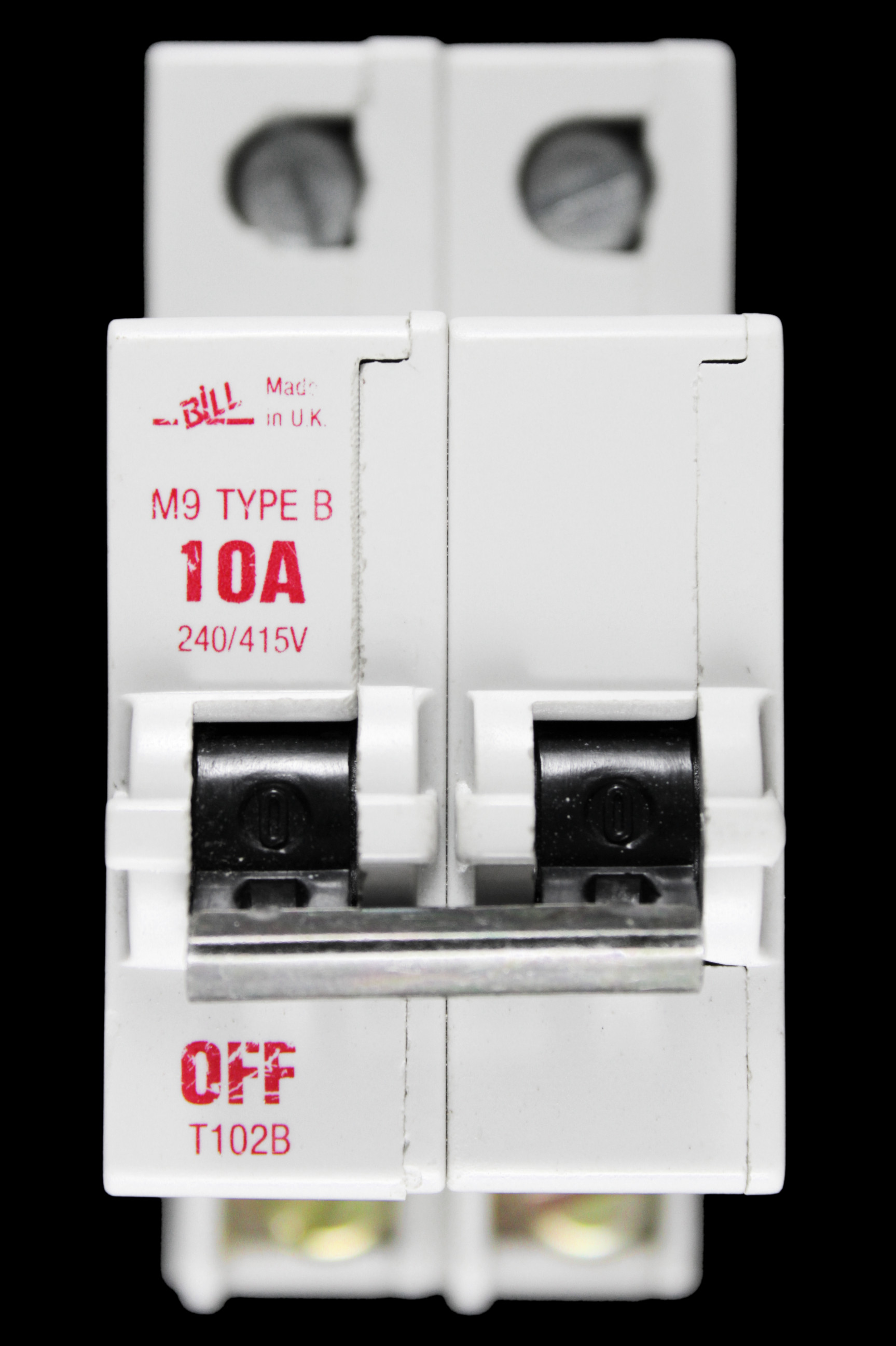 BILL 10 AMP CURVE B M9 DOUBLE POLE MCB CIRCUIT BREAKER T102B