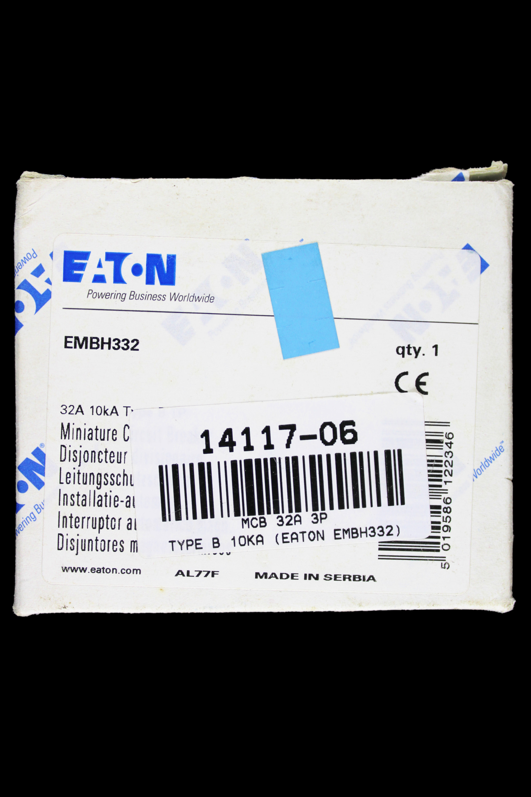 EATON 32 AMP CURVE B 10kA TRIPLE POLE MCB CIRCUIT BREAKER EMBH332