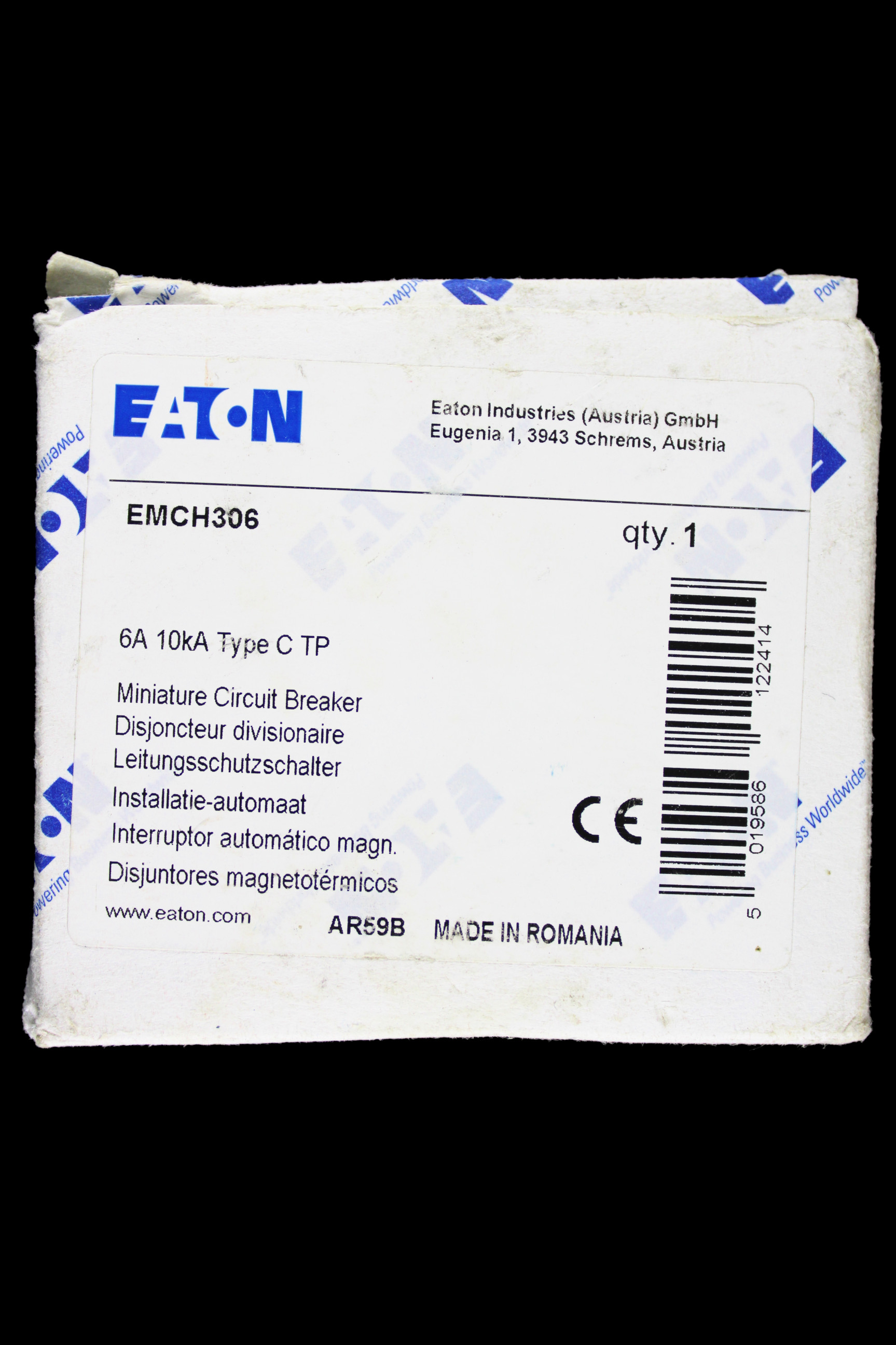 EATON 6 AMP CURVE C 10kA TRIPLE POLE MCB CIRCUIT BREAKER EMCH306