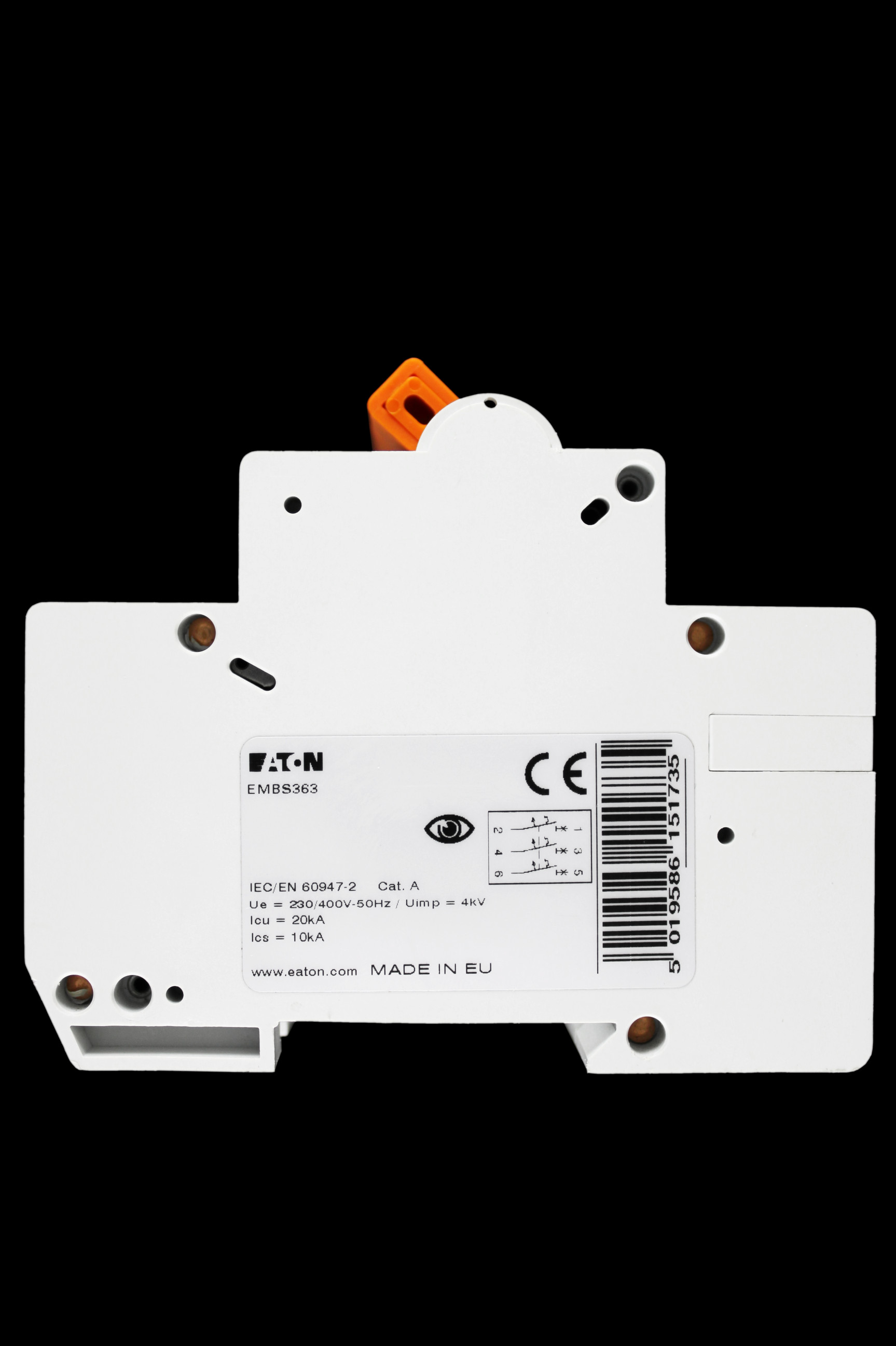 EATON 63 AMP CURVE B 20kA TRIPLE POLE MCB CIRCUIT BREAKER EMBS363