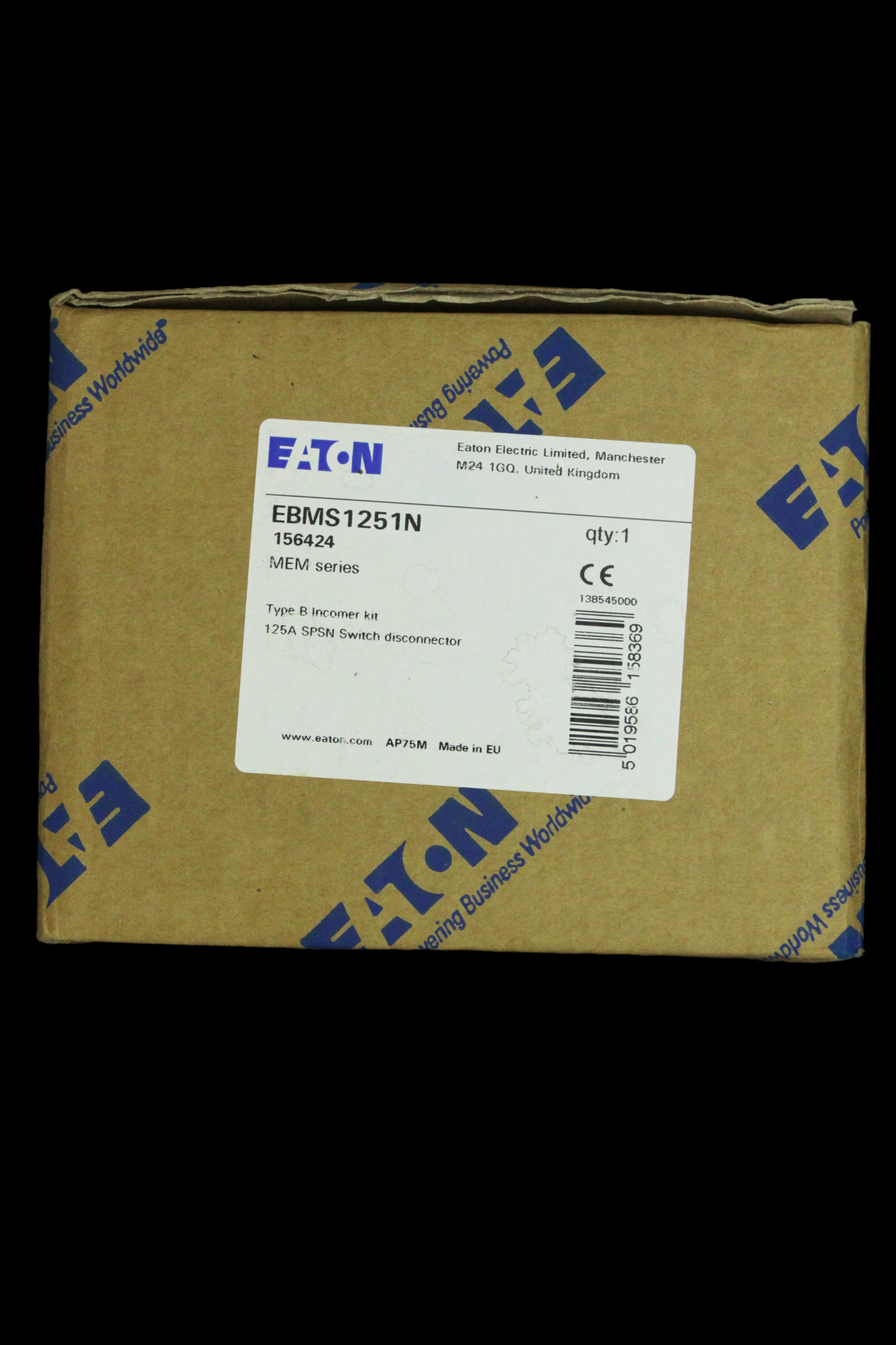EATON 125 AMP DOUBLE POLE INCOMER KIT SWITCH DISCONNECTOR EBMS1251N