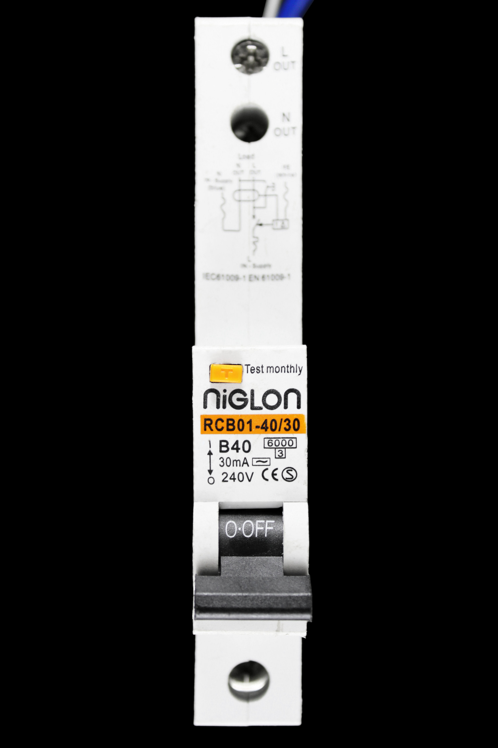 NIGLON 40 AMP CURVE B 6kA 30mA RCBO TYPE AC RCB01-40/30