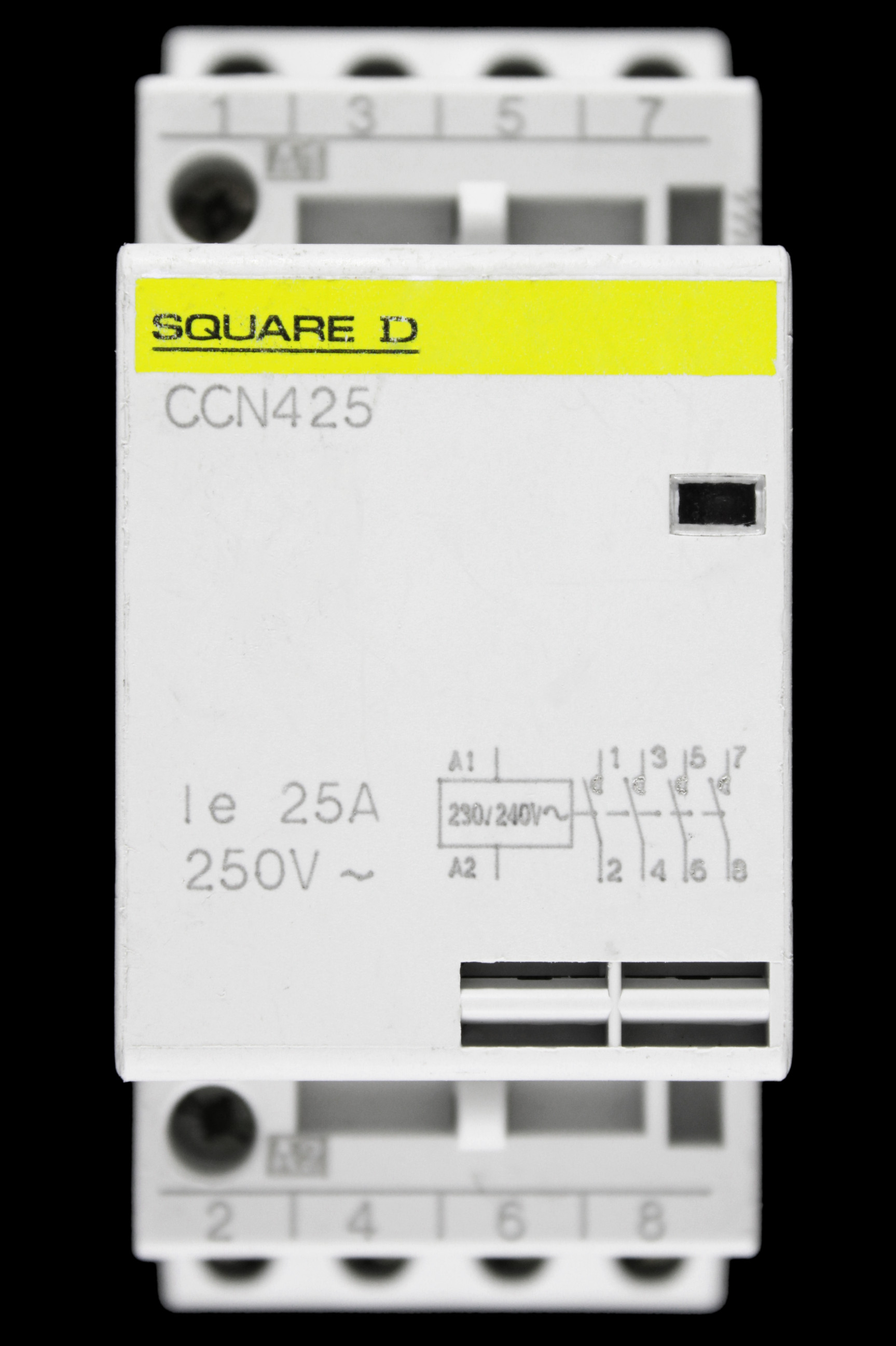 SQUARE D 25 AMP FOUR POLE NO CONTACTOR 220/240V COIL CCN425