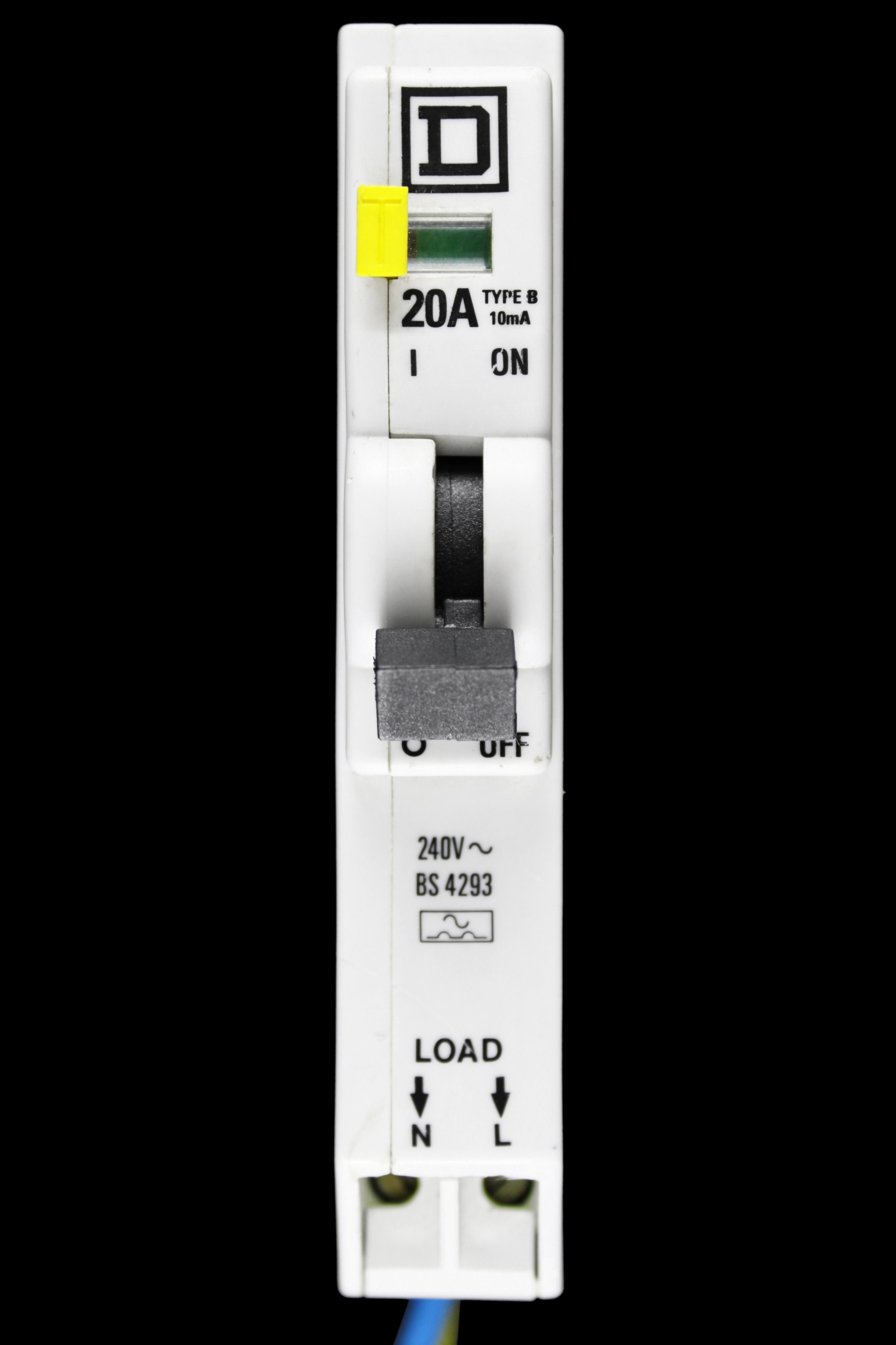 SQUARE D 20 AMP CURVE B 10kA 10mA RCBO TYPE A QOE