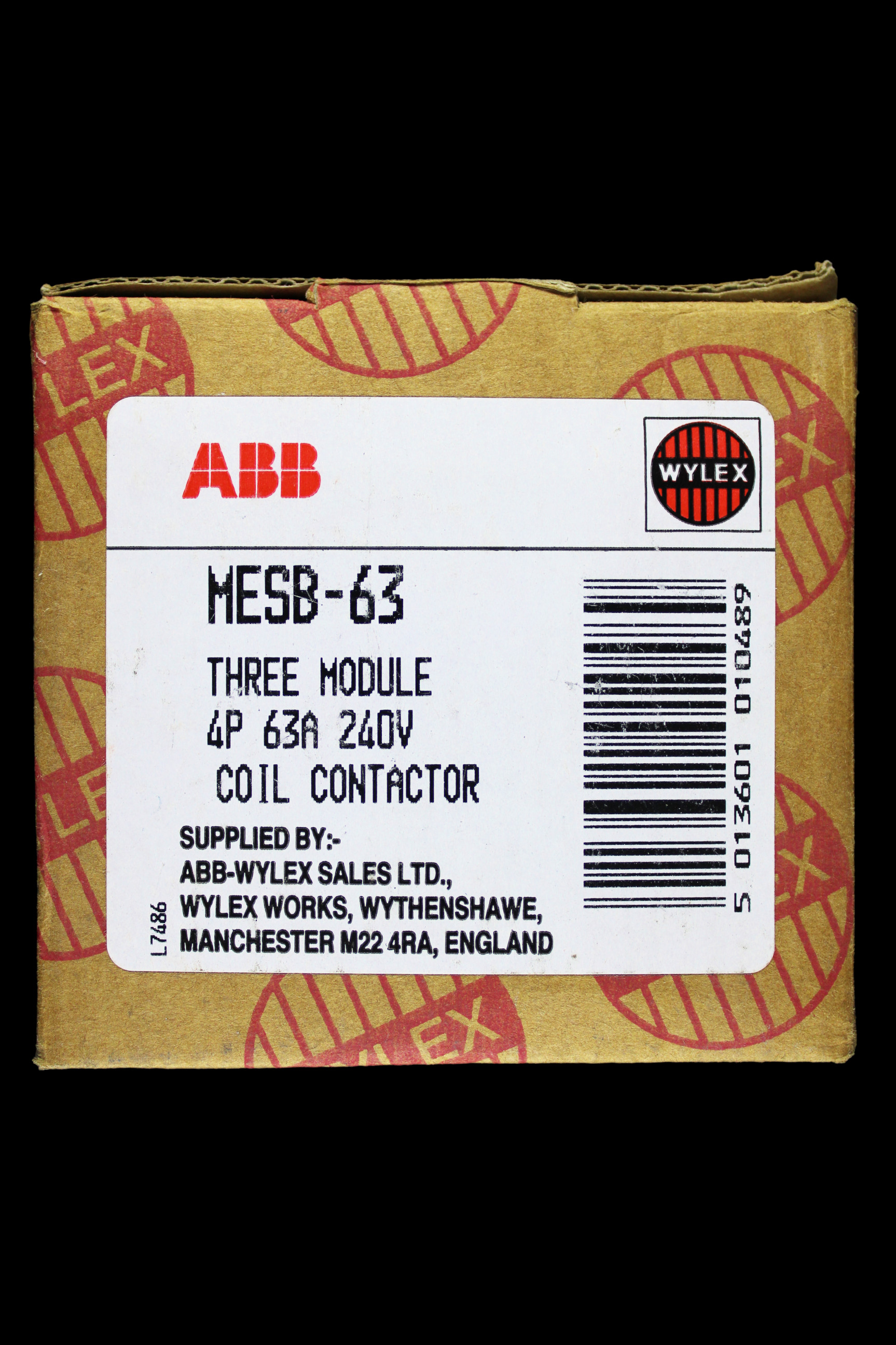 ABB WYLEX 63 AMP FOUR POLE NO CONTACTOR 240V COIL MESB 63-40-00