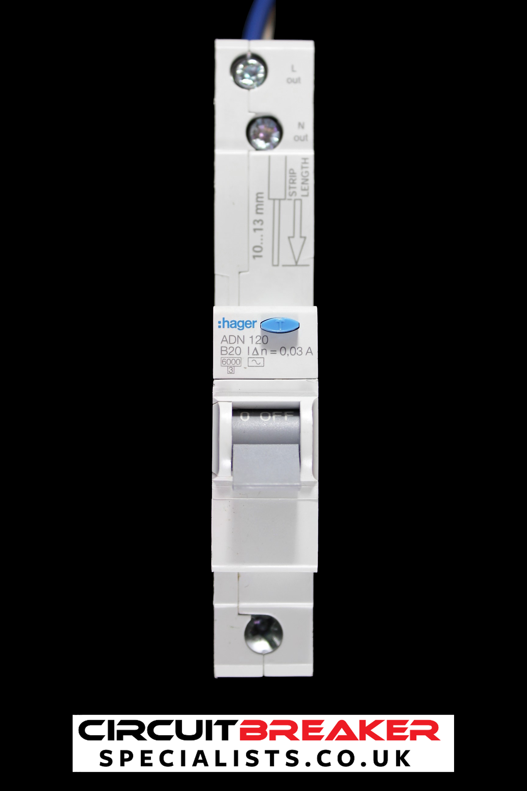 HAGER 20 AMP CURVE B 6kA 30mA RCBO TYPE AC 106363 ADN120