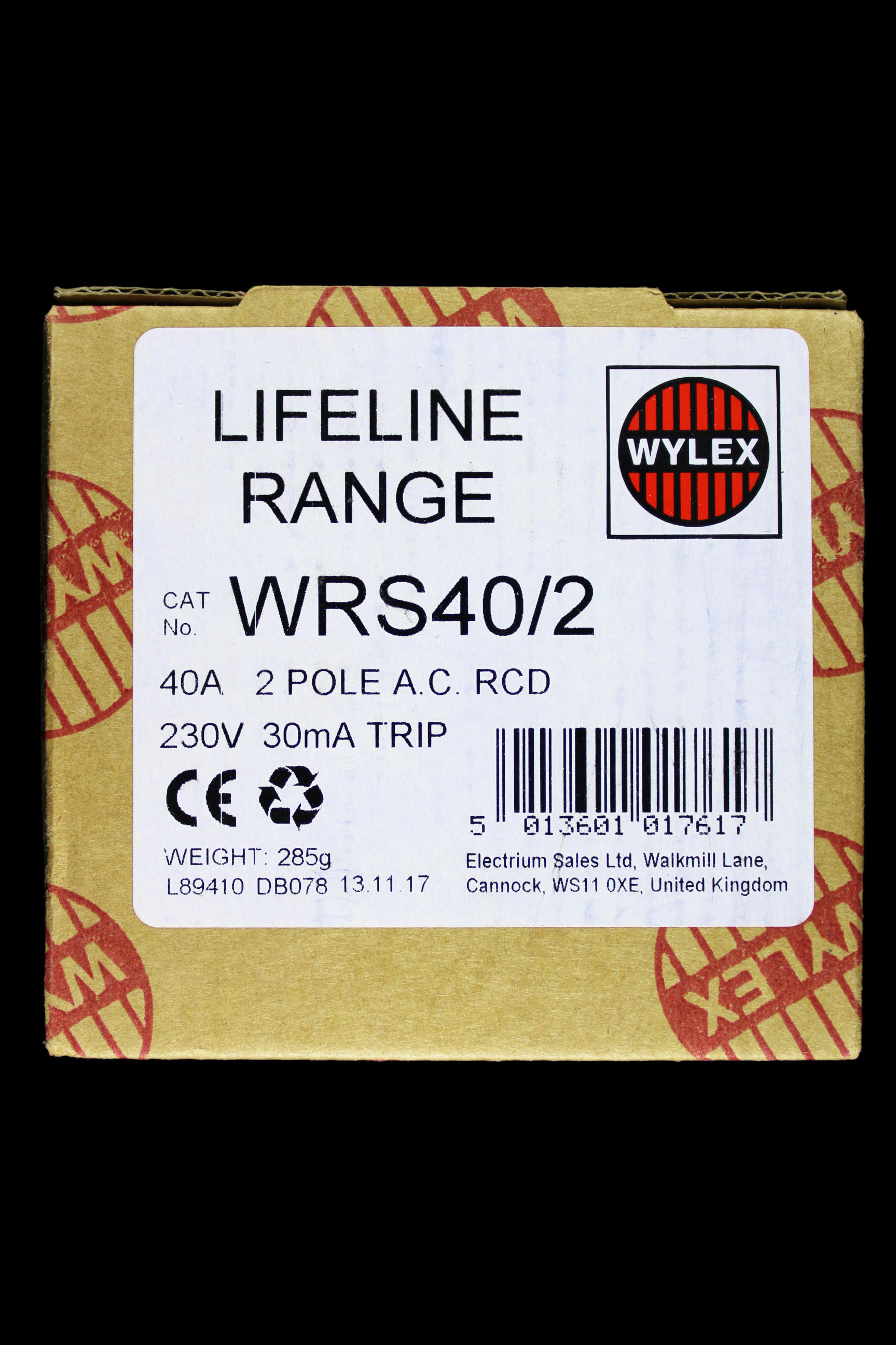 WYLEX 40 AMP 30mA DOUBLE POLE RCD TYPE AC WRS40/2