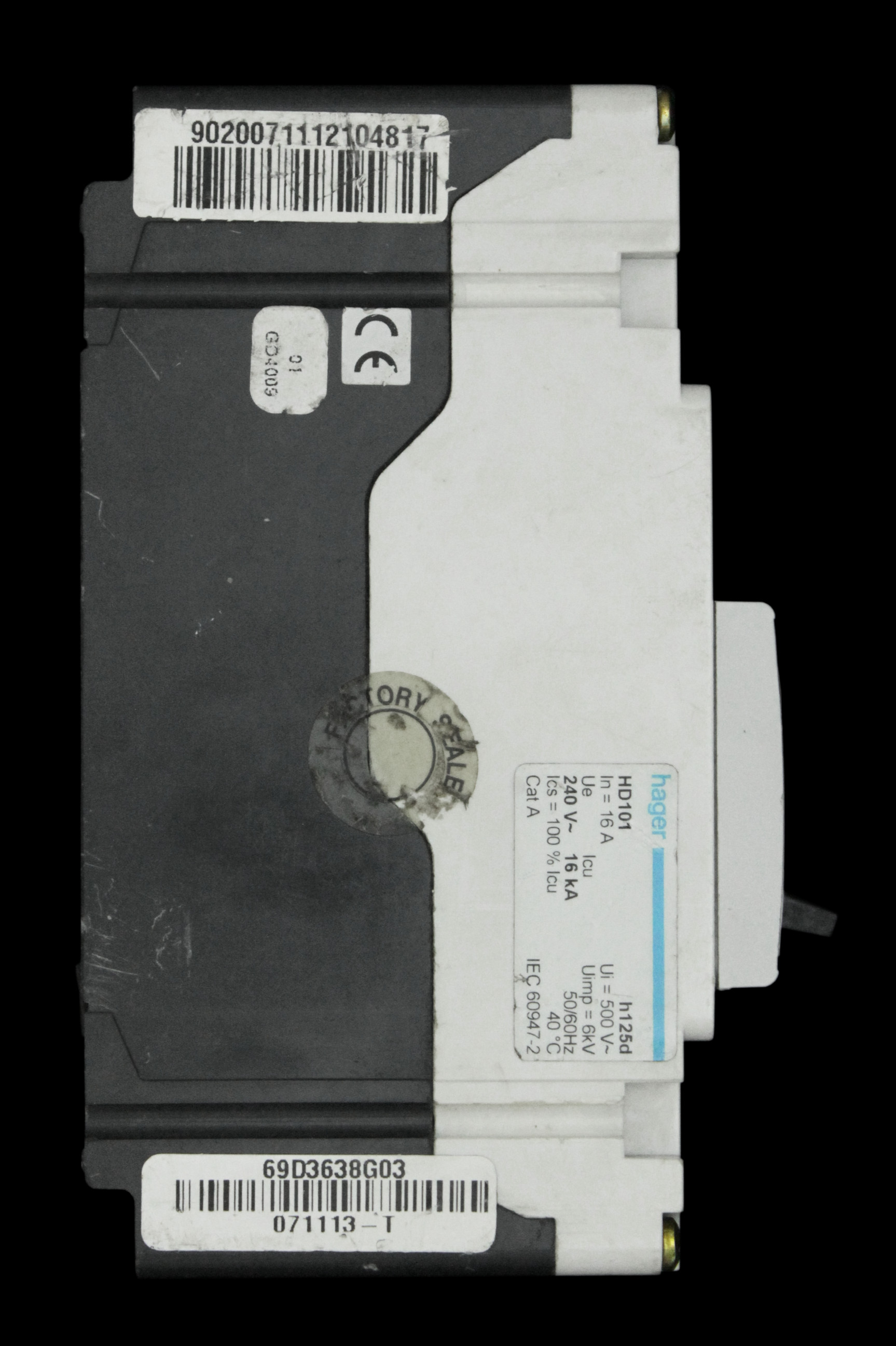 HAGER 16 AMP 16kA MCCB HD101 H125D