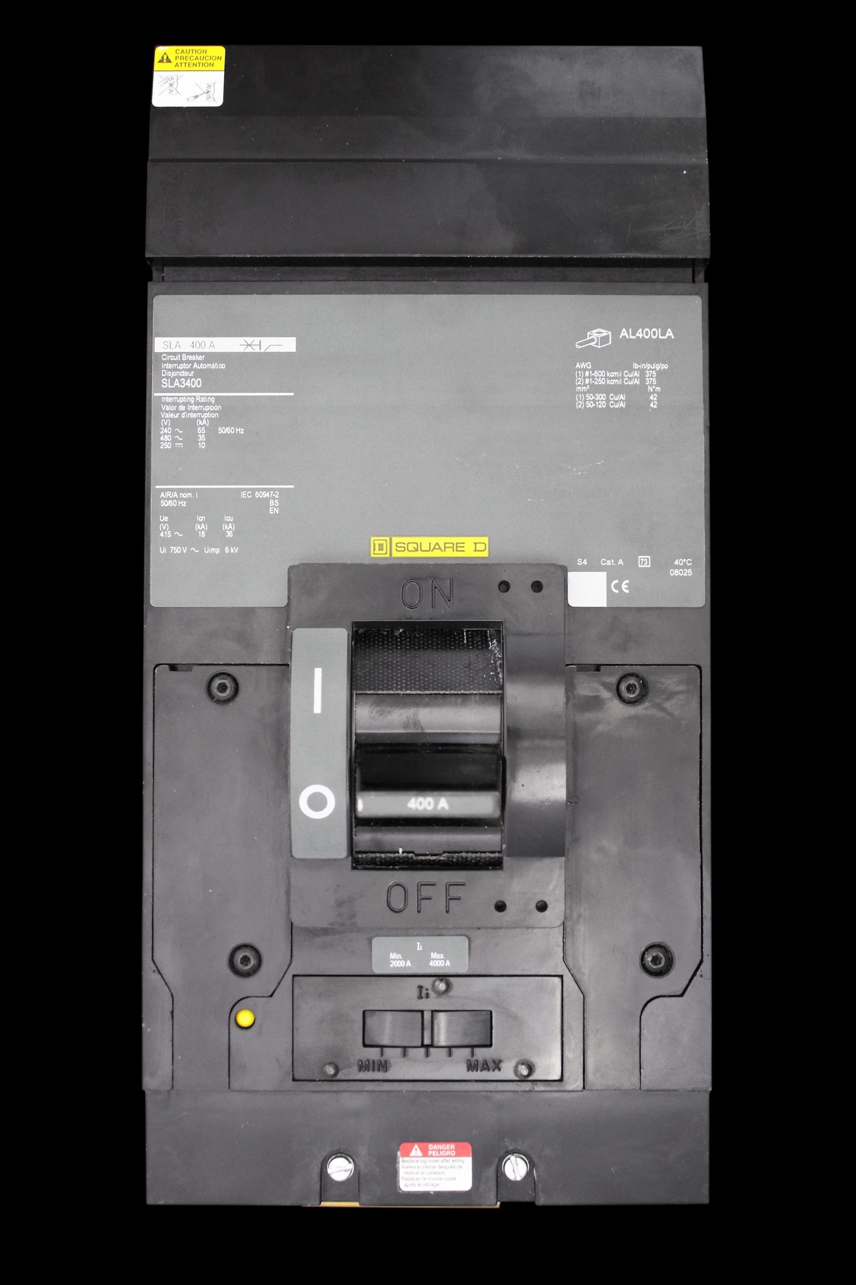 SQUARE D 400 AMP 36kA TRIPLE POLE MCCB SLA3400