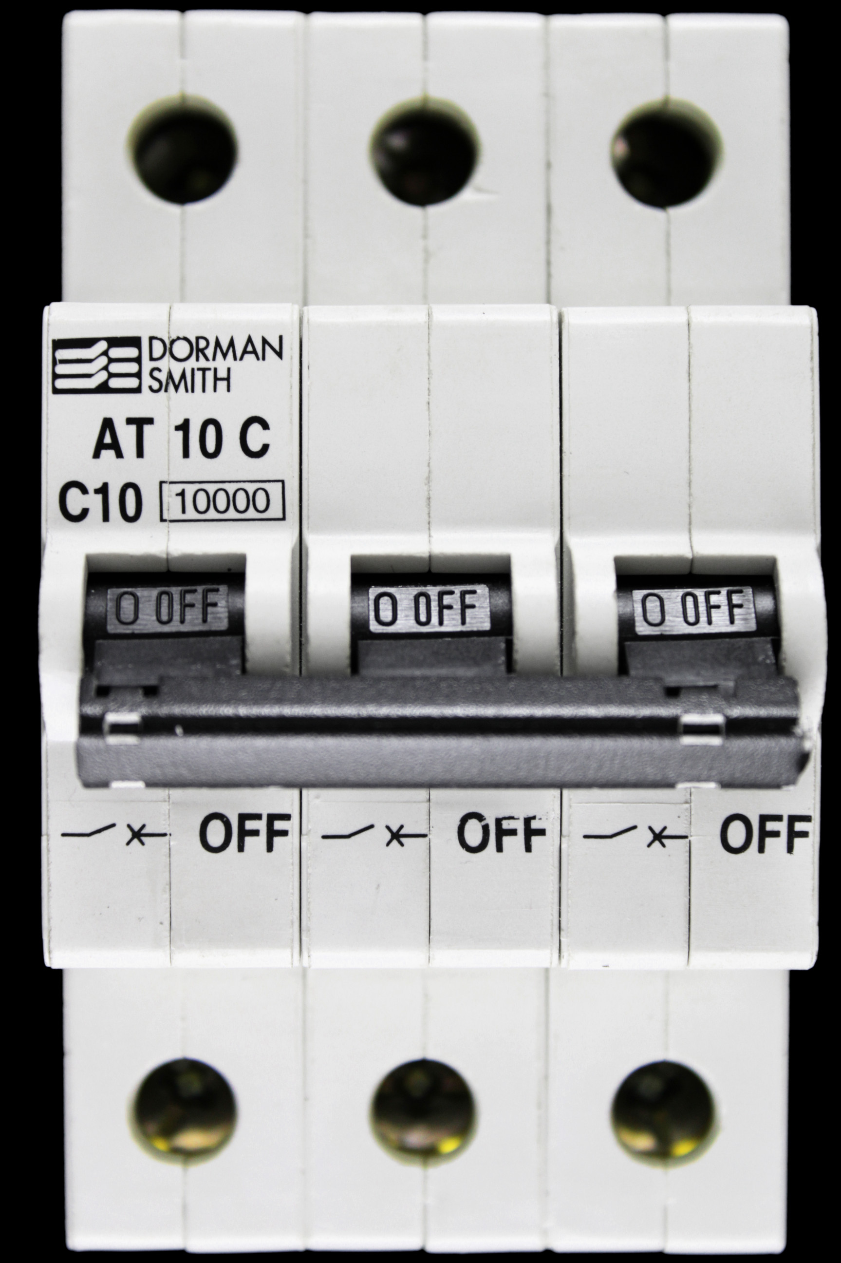 DORMAN SMITH 10 AMP CURVE C 10kA TRIPLE POLE MCB CIRCUIT BREAKER 400V AT10C