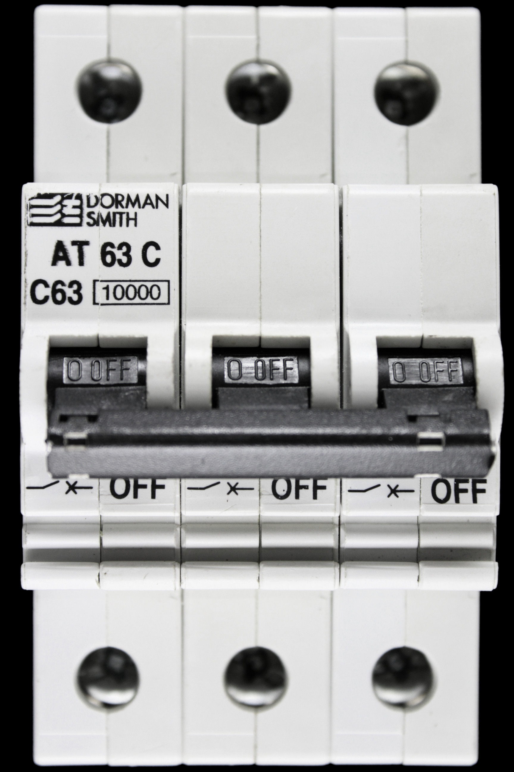 DORMAN SMITH 63 AMP CURVE C 10kA TRIPLE POLE MCB CIRCUIT BREAKER 400V AT63C