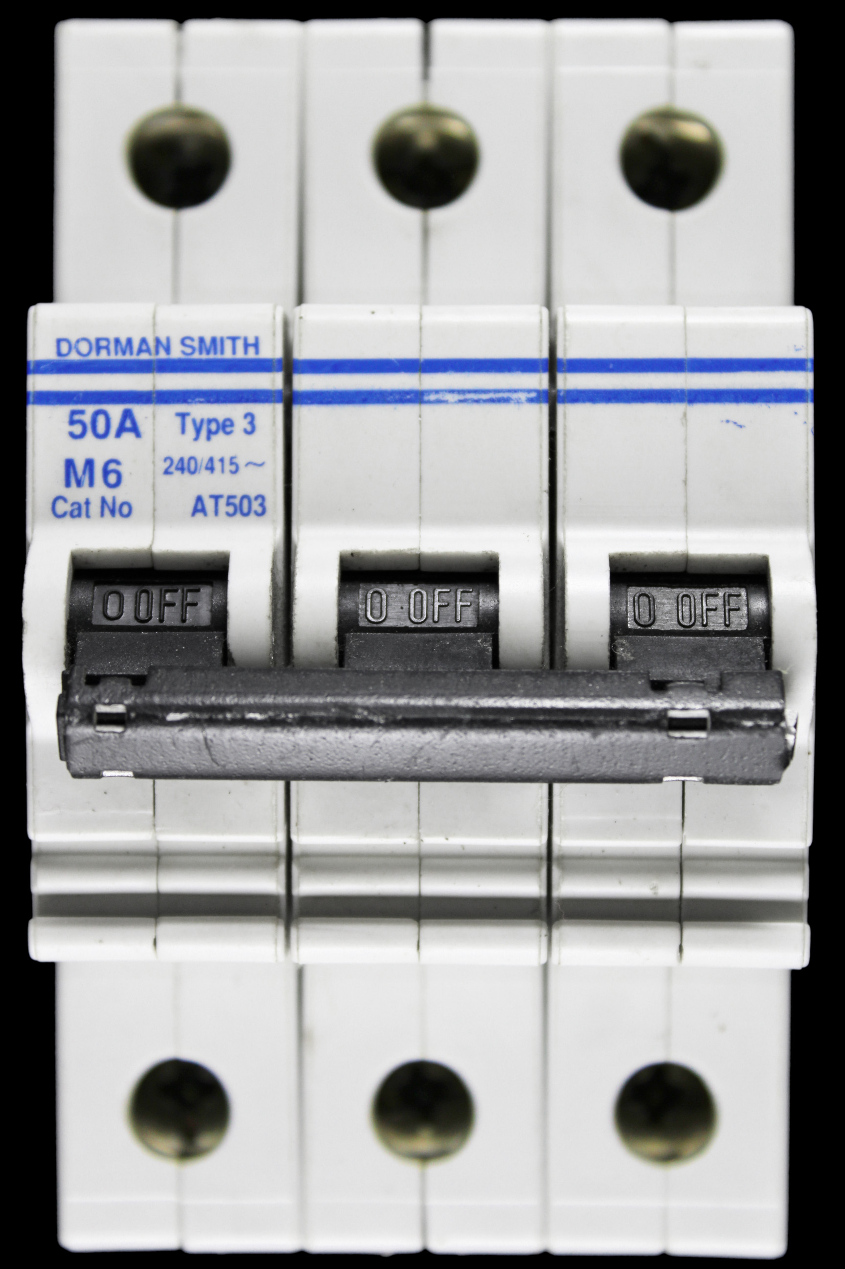 DORMAN SMITH 50 AMP TYPE 3 M6 TRIPLE POLE MCB CIRCUIT BREAKER AT503