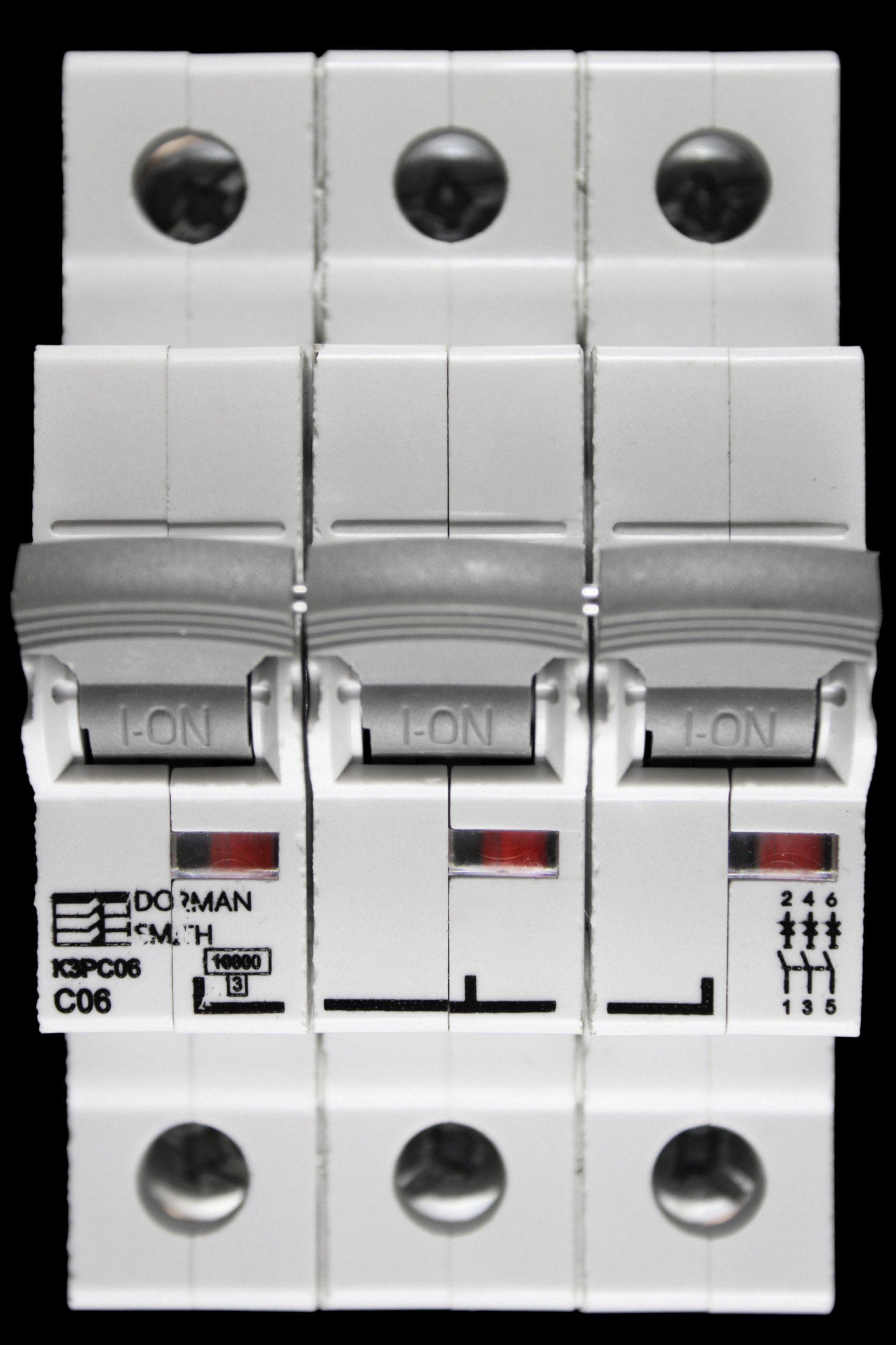 DORMAN SMITH 6 AMP CURVE C 10kA TRIPLE POLE MCB CIRCUIT BREAKER K3PC06