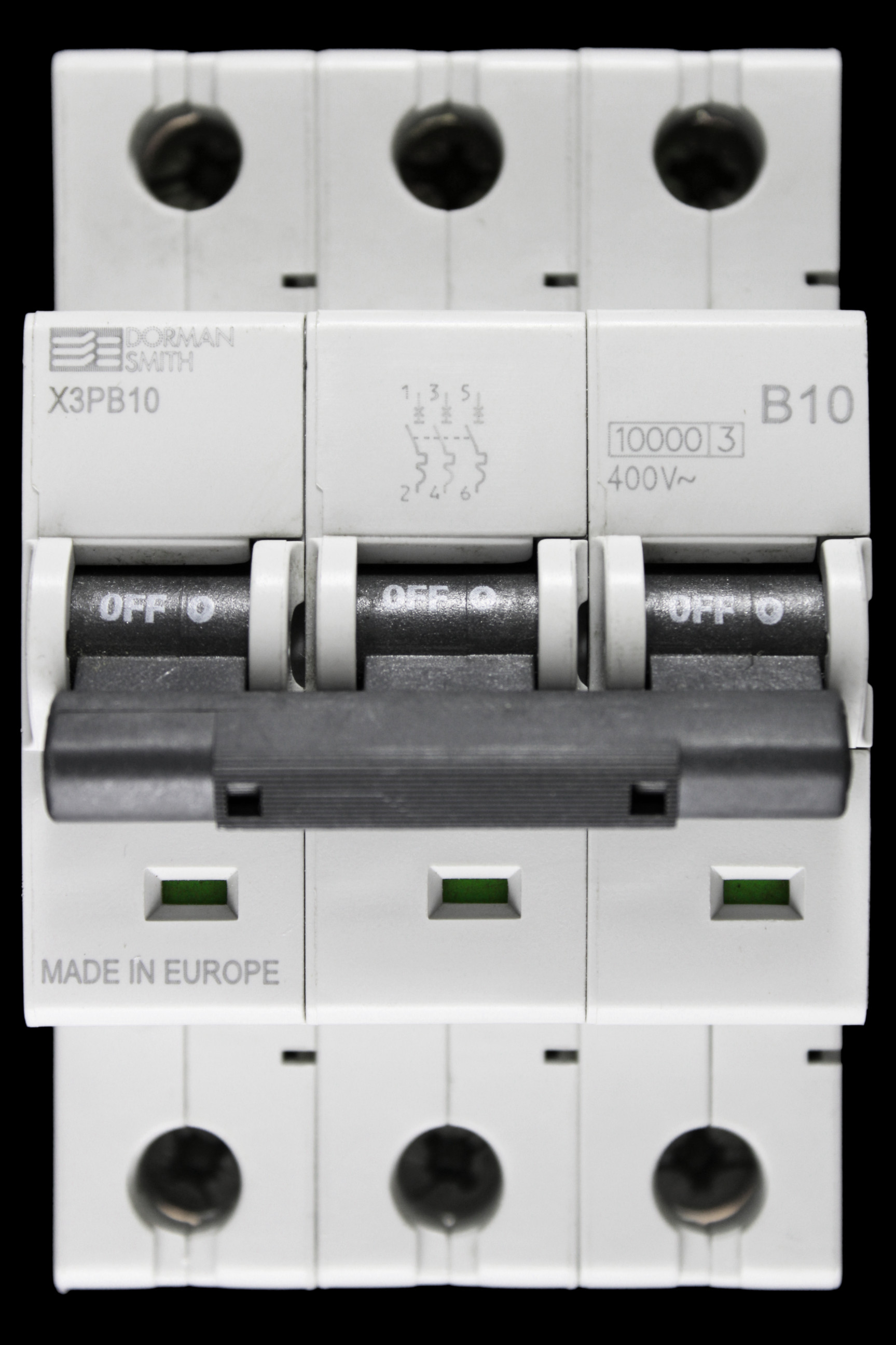 DORMAN SMITH 10 AMP CURVE B 10kA TRIPLE POLE MCB CIRCUIT BREAKER X3PB10