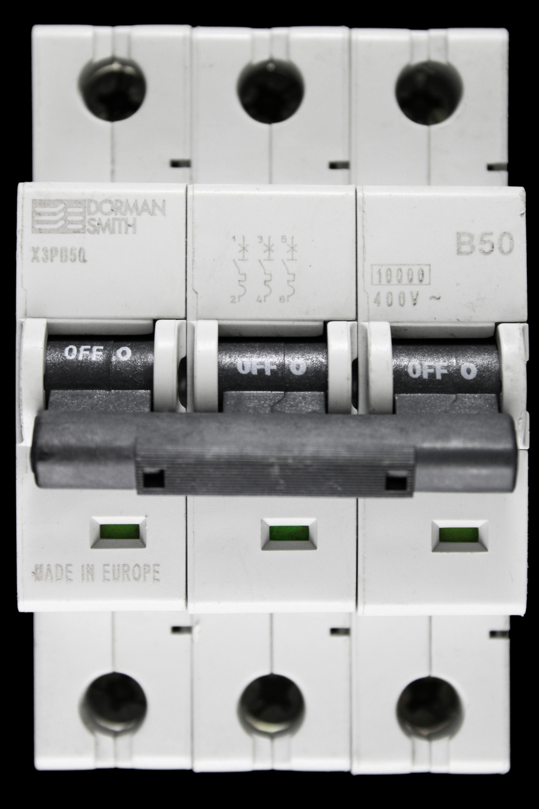 DORMAN SMITH 50 AMP CURVE B 10kA TRIPLE POLE MCB CIRCUIT BREAKER X3PB50