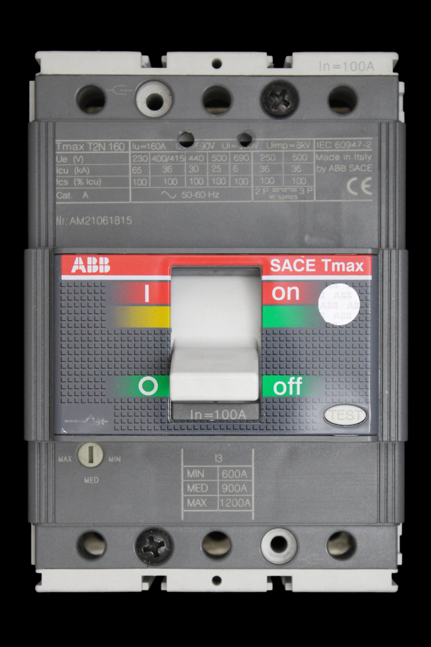ABB 100 AMP 36kA TRIPLE POLE MCCB SACE TMAX T2N 160