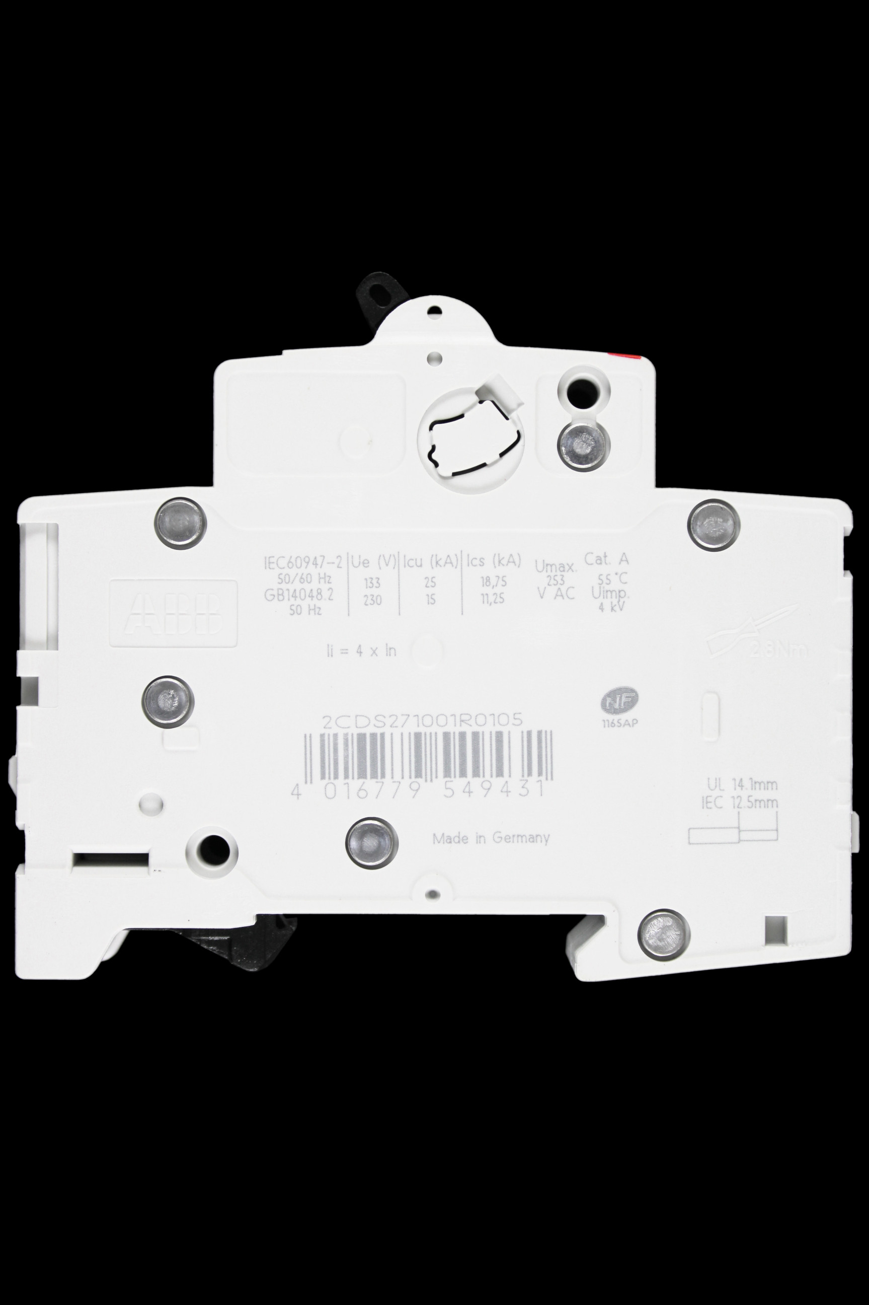 ABB 10 AMP CURVE B 10kA MCB CIRCUIT BREAKER 2CDS271001R0105 S201M
