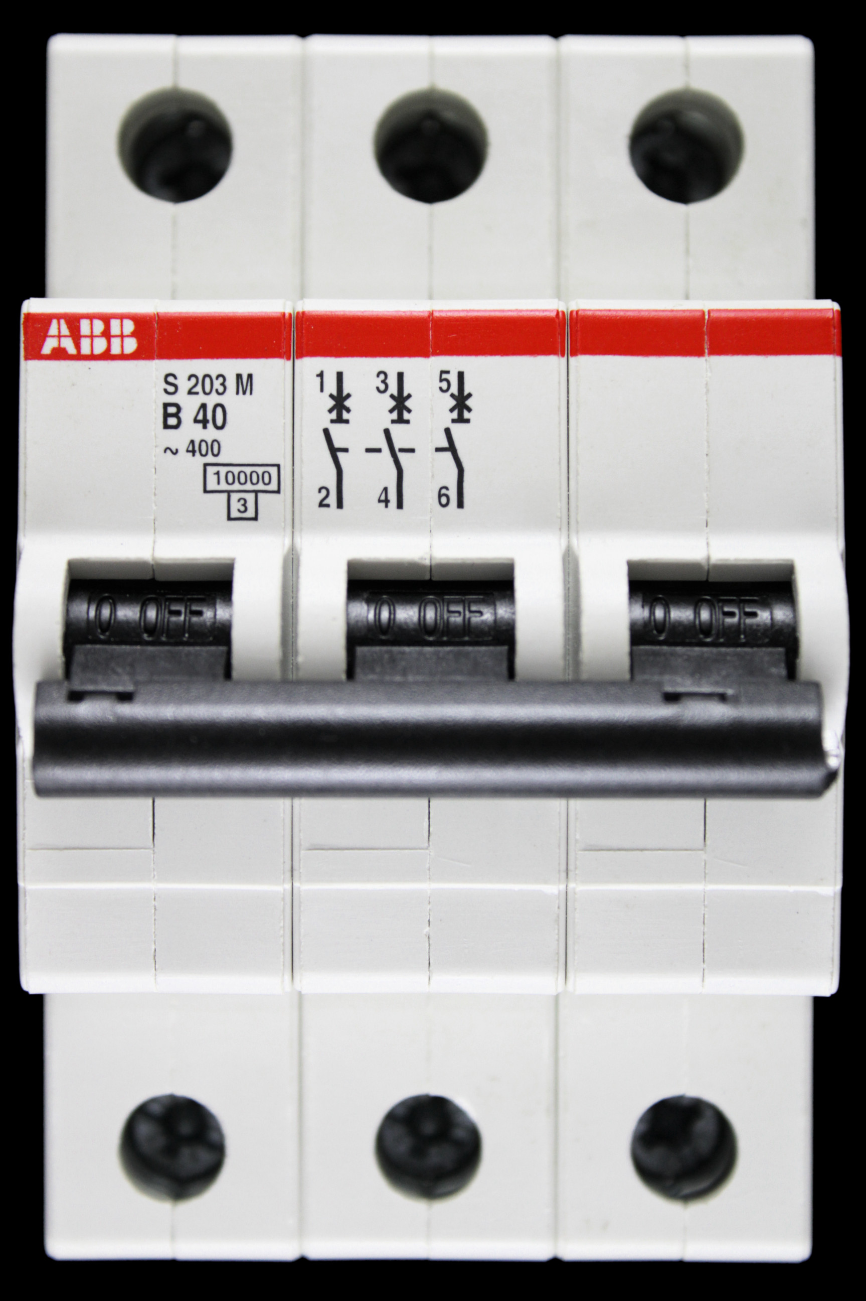 ABB 40 AMP CURVE B 10kA TRIPLE POLE MCB CIRCUIT BREAKER S203M 2CDS273001R0405